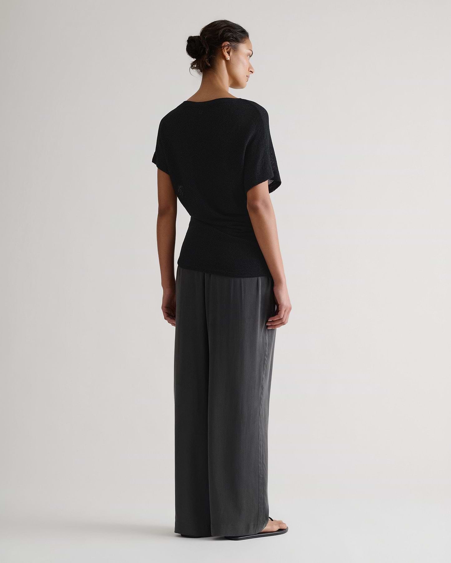 Women's Japanese Paper Yarn Twist Top - Black