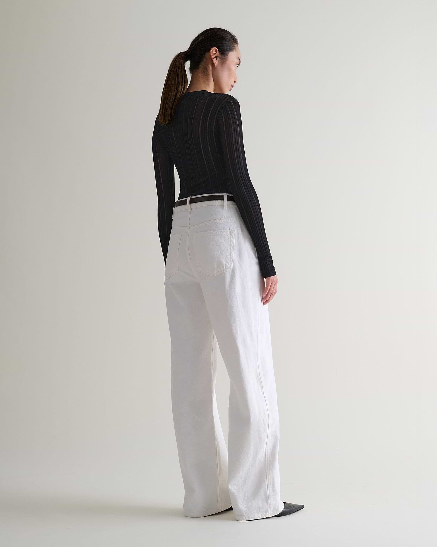 Women's Ladder Ribbed Henley Top - Black