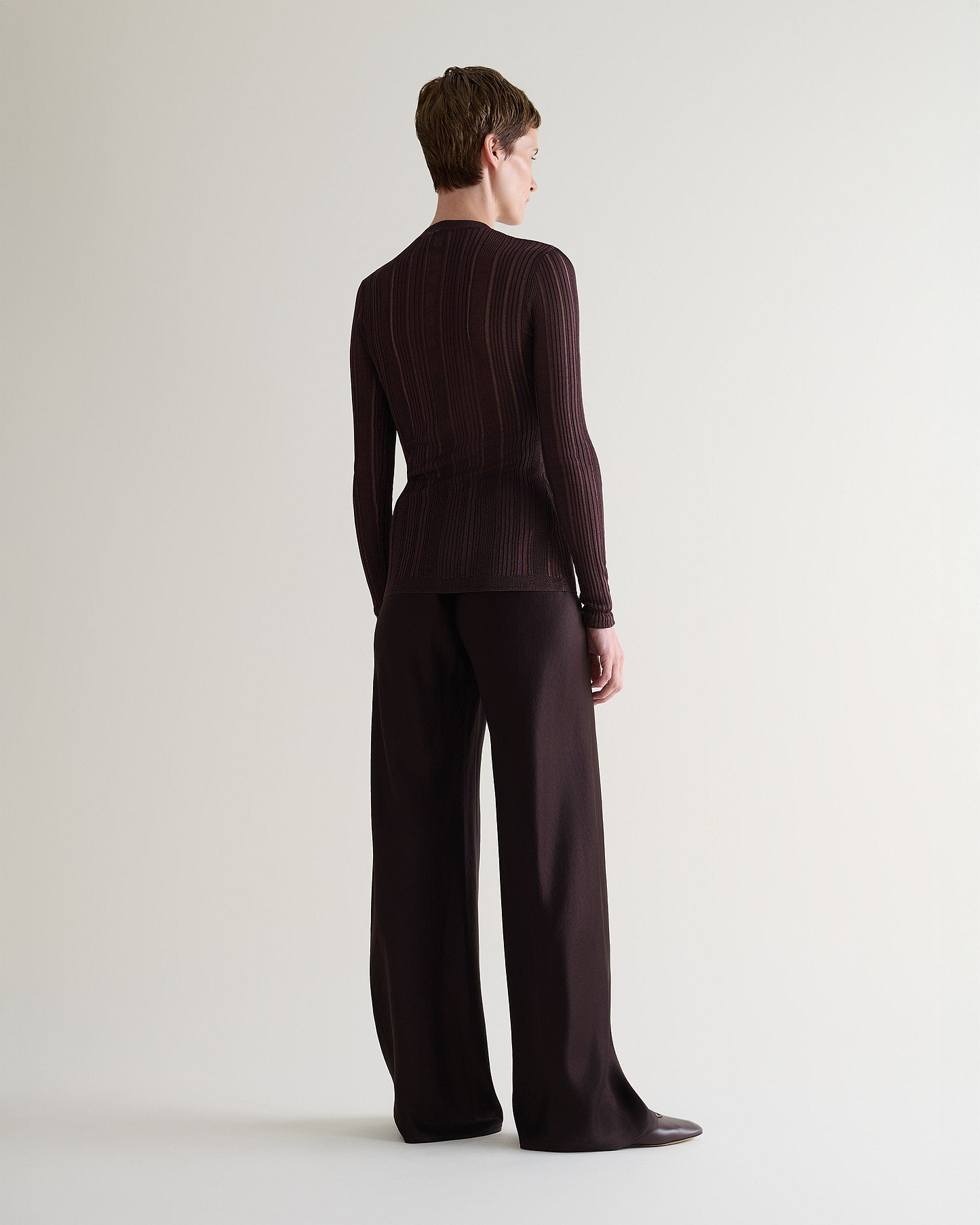 Women's Ladder Ribbed Henley Top - Chocolate