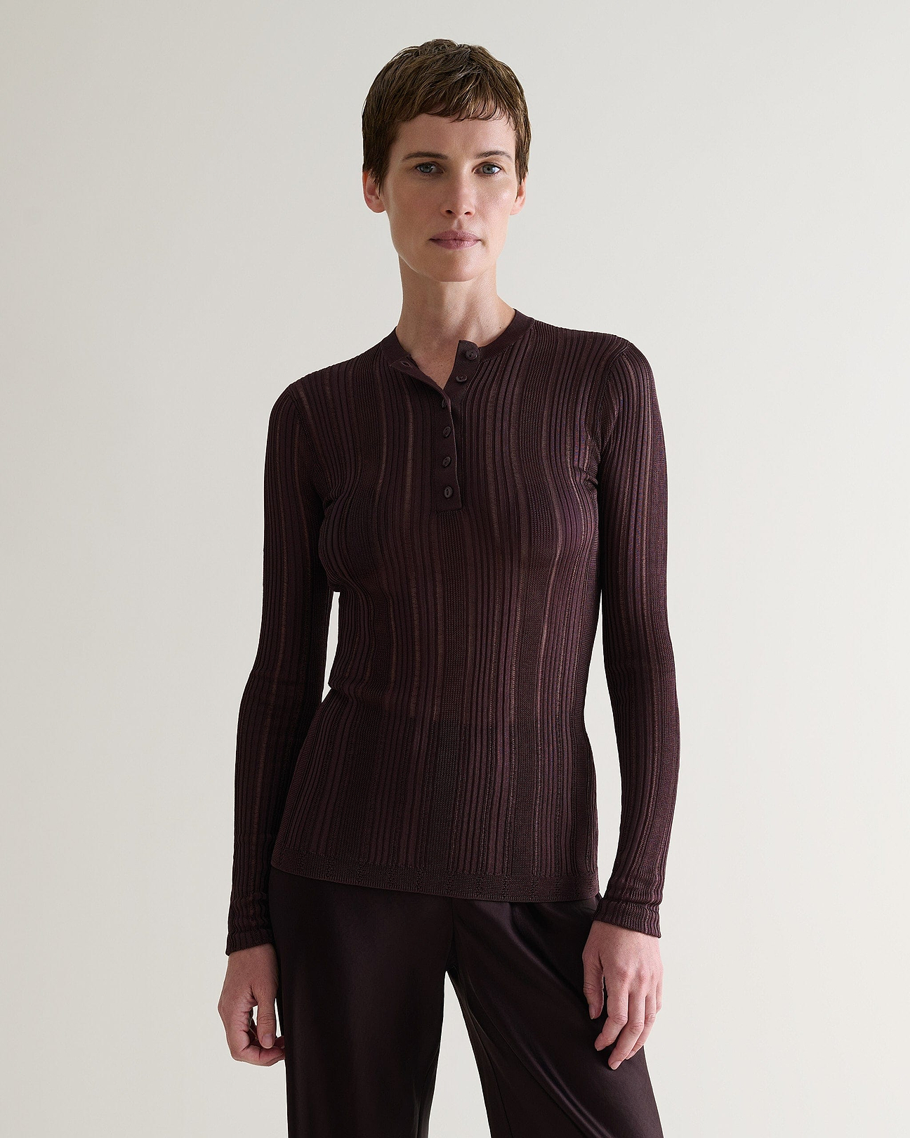 Deep henley neckline