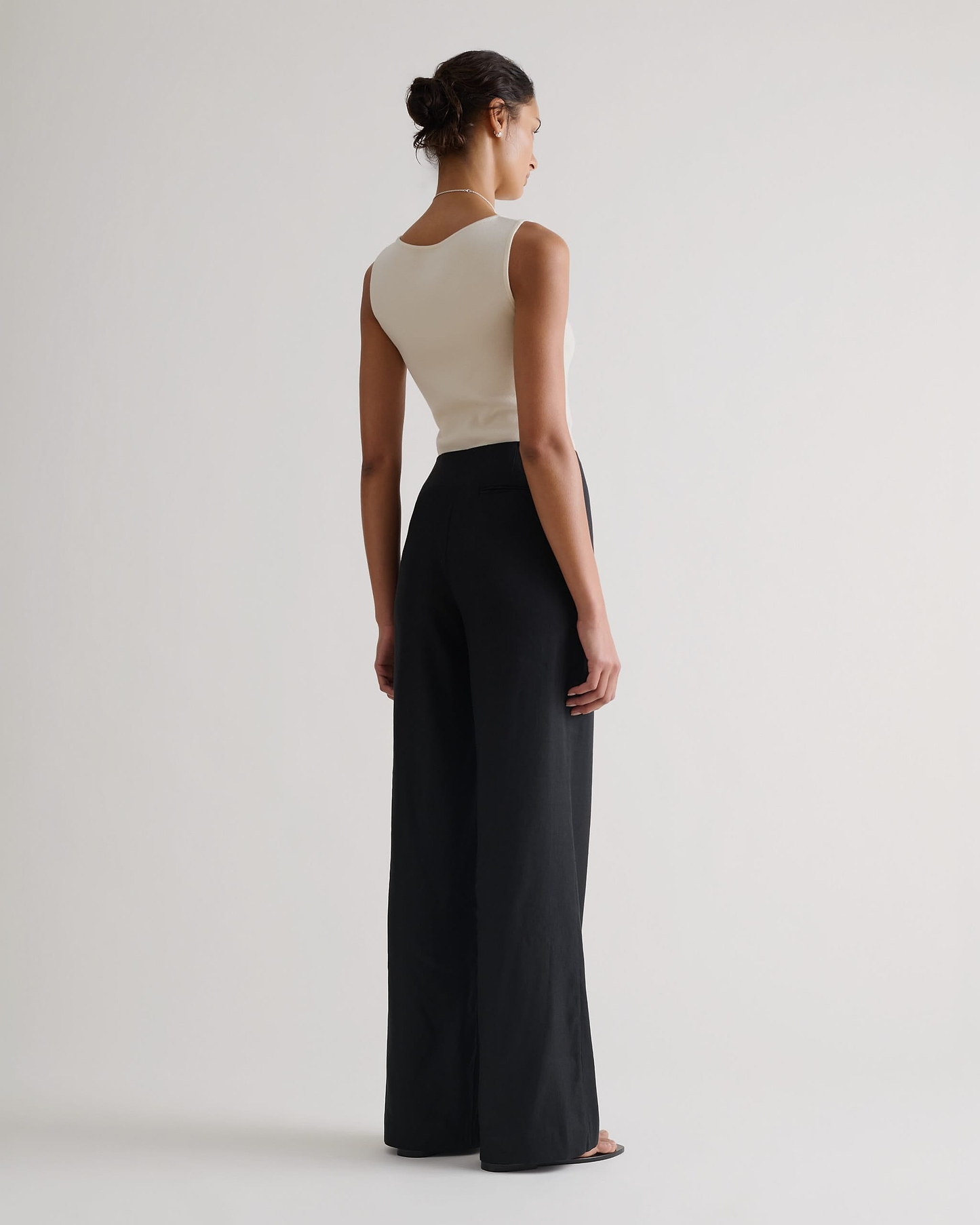 Women's Linen Wide Leg Trouser - Black