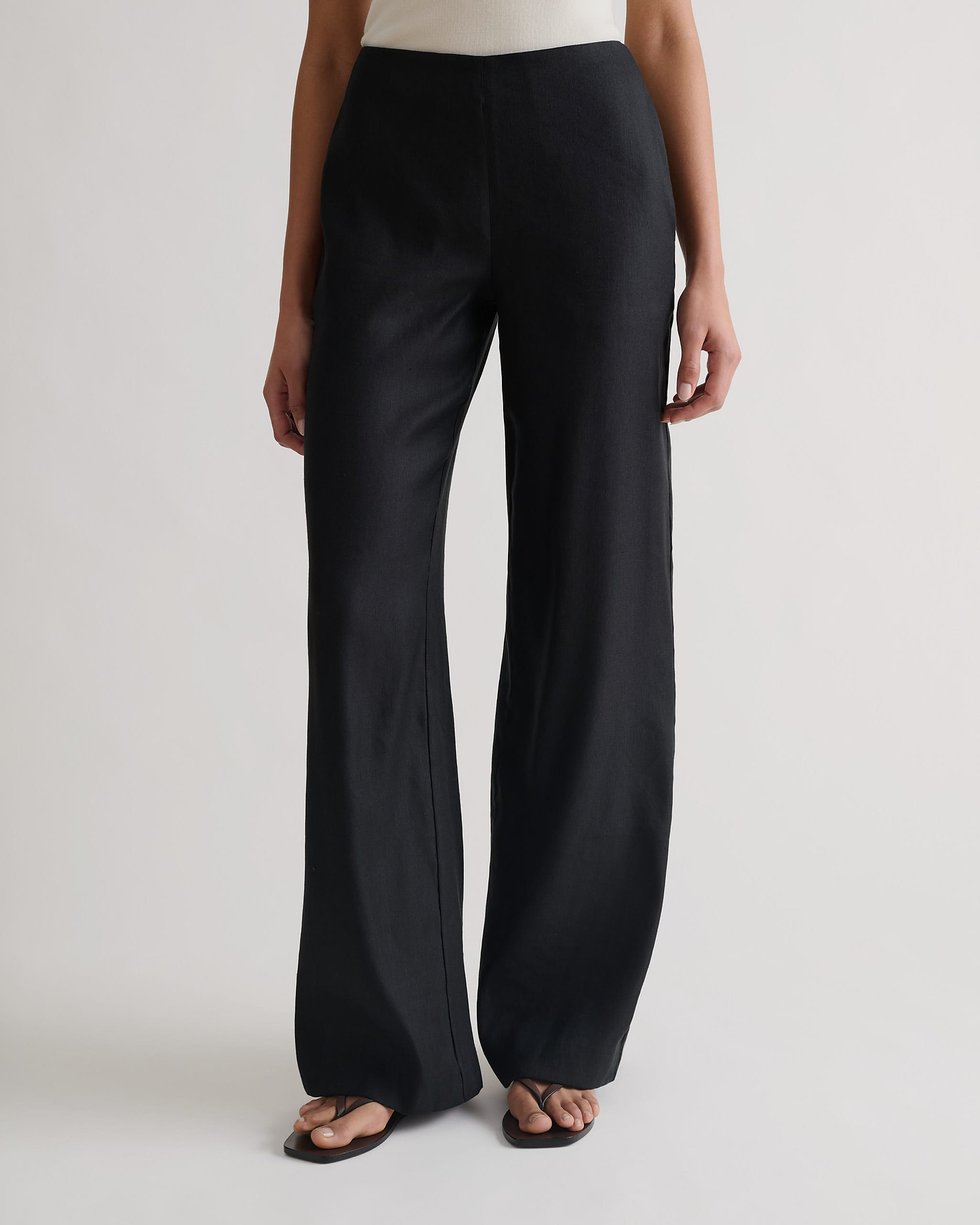 Women's Linen Wide Leg Trouser - Black