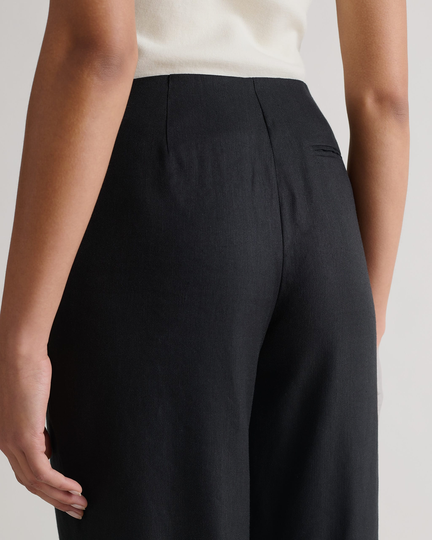 Women's Linen Wide Leg Trouser - Black