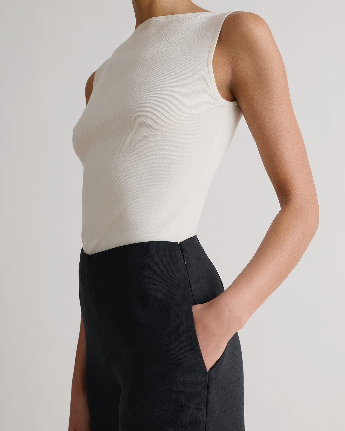 Women's Linen Wide Leg Trouser - Black