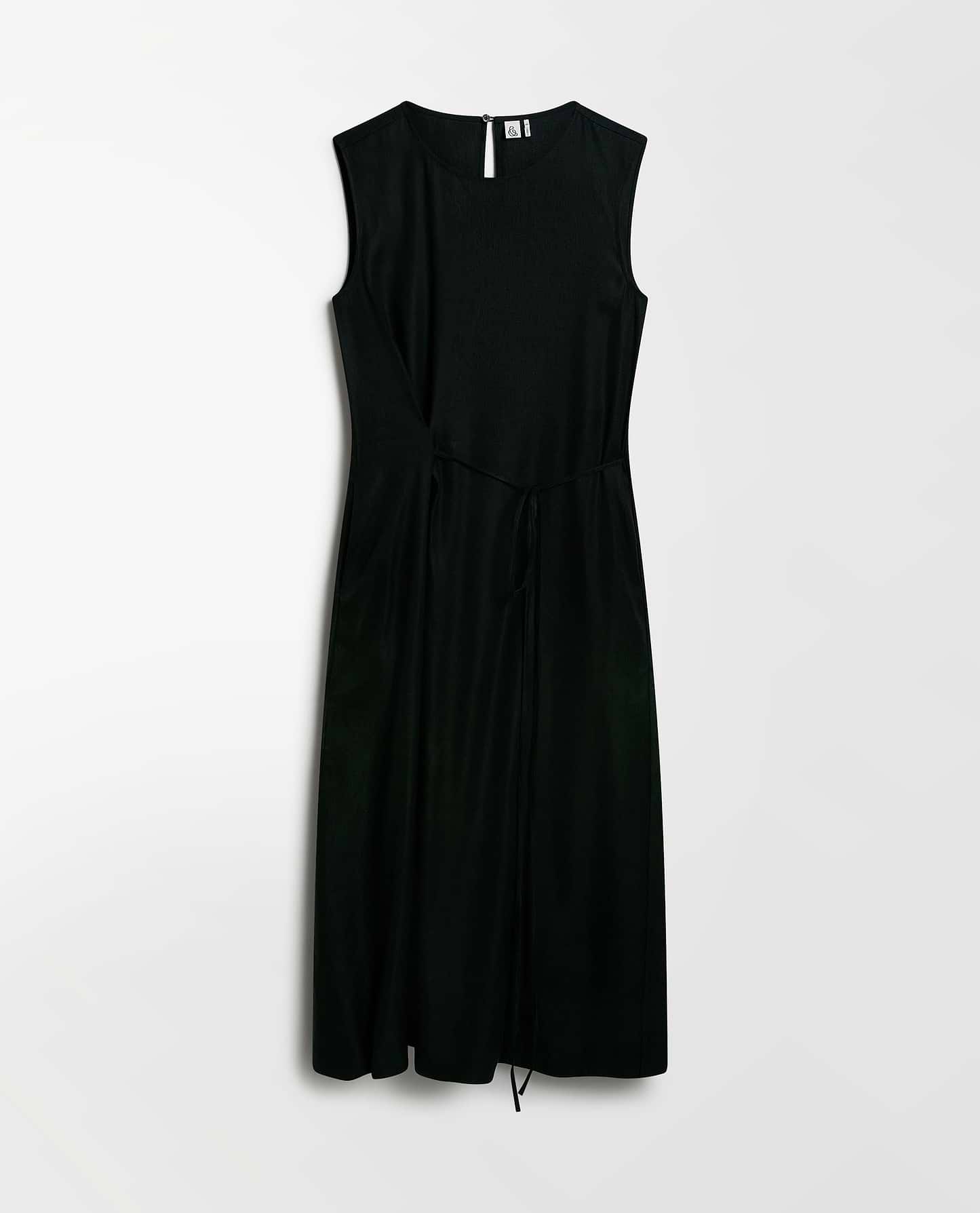 Women's Linen Side Tie Dress - Black