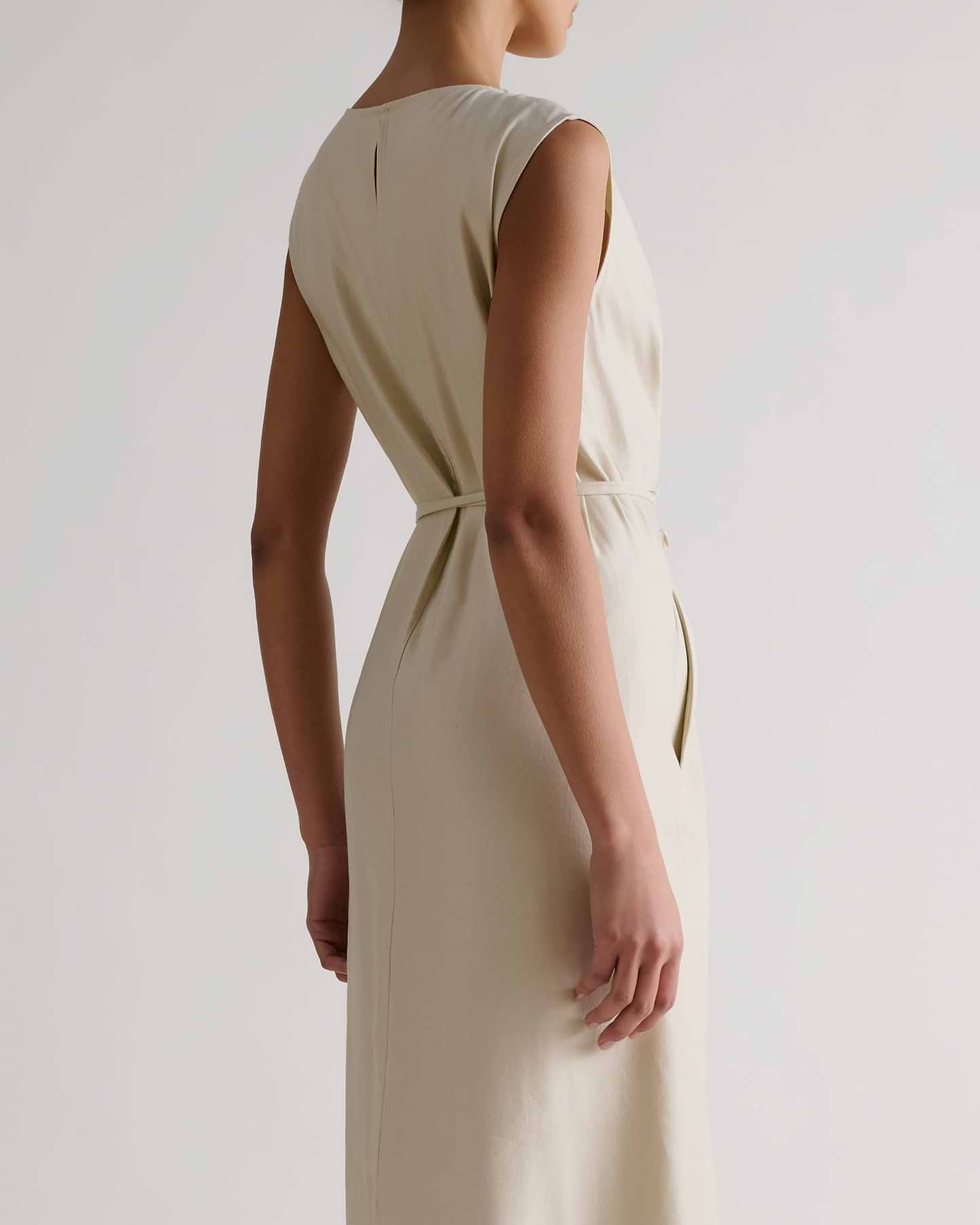 Women's Linen Side Tie Dress - Parchment