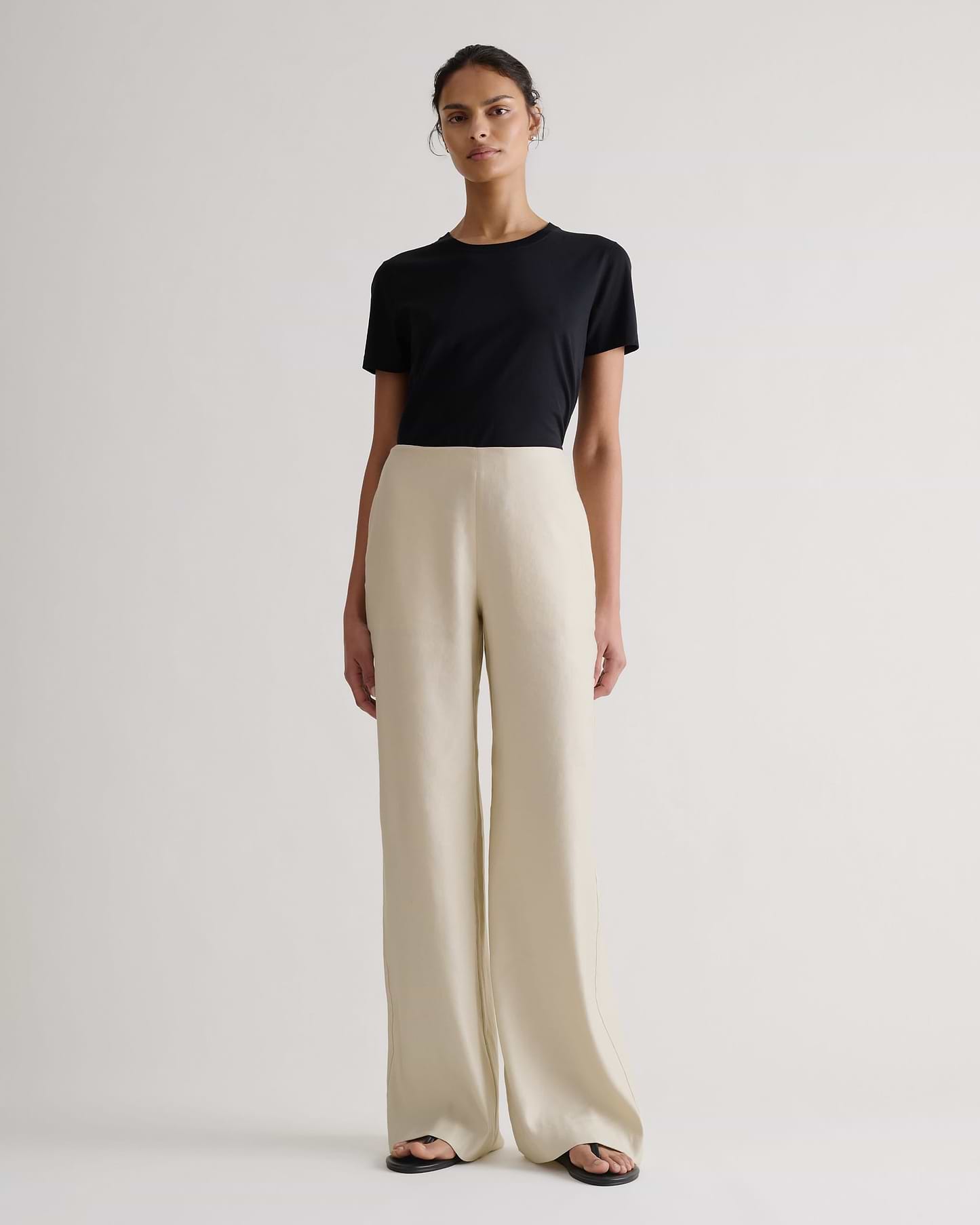 Women's Linen Wide Leg Trouser - Parchment