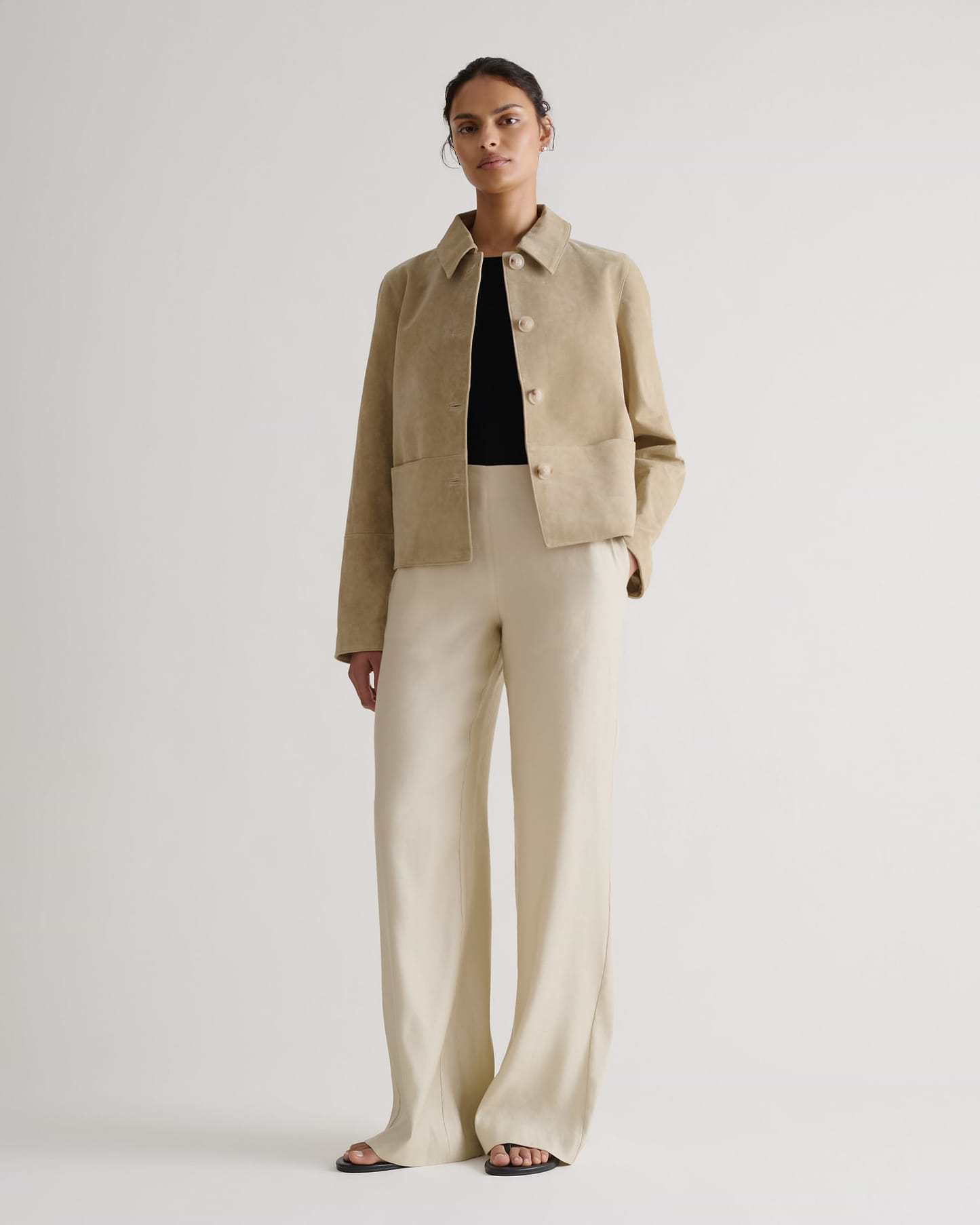 Women's Linen Wide Leg Trouser - Parchment