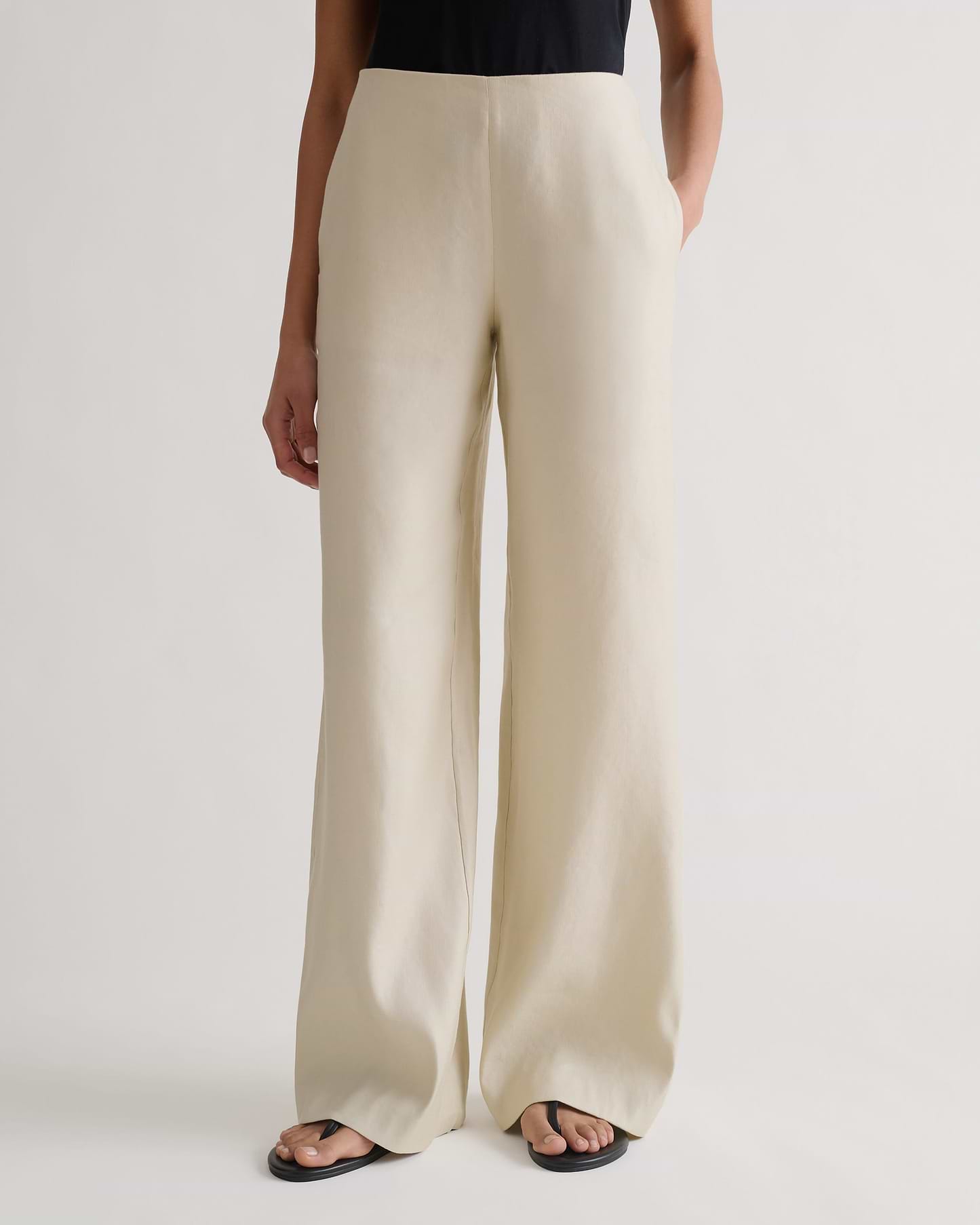 Women's Linen Wide Leg Trouser - Parchment