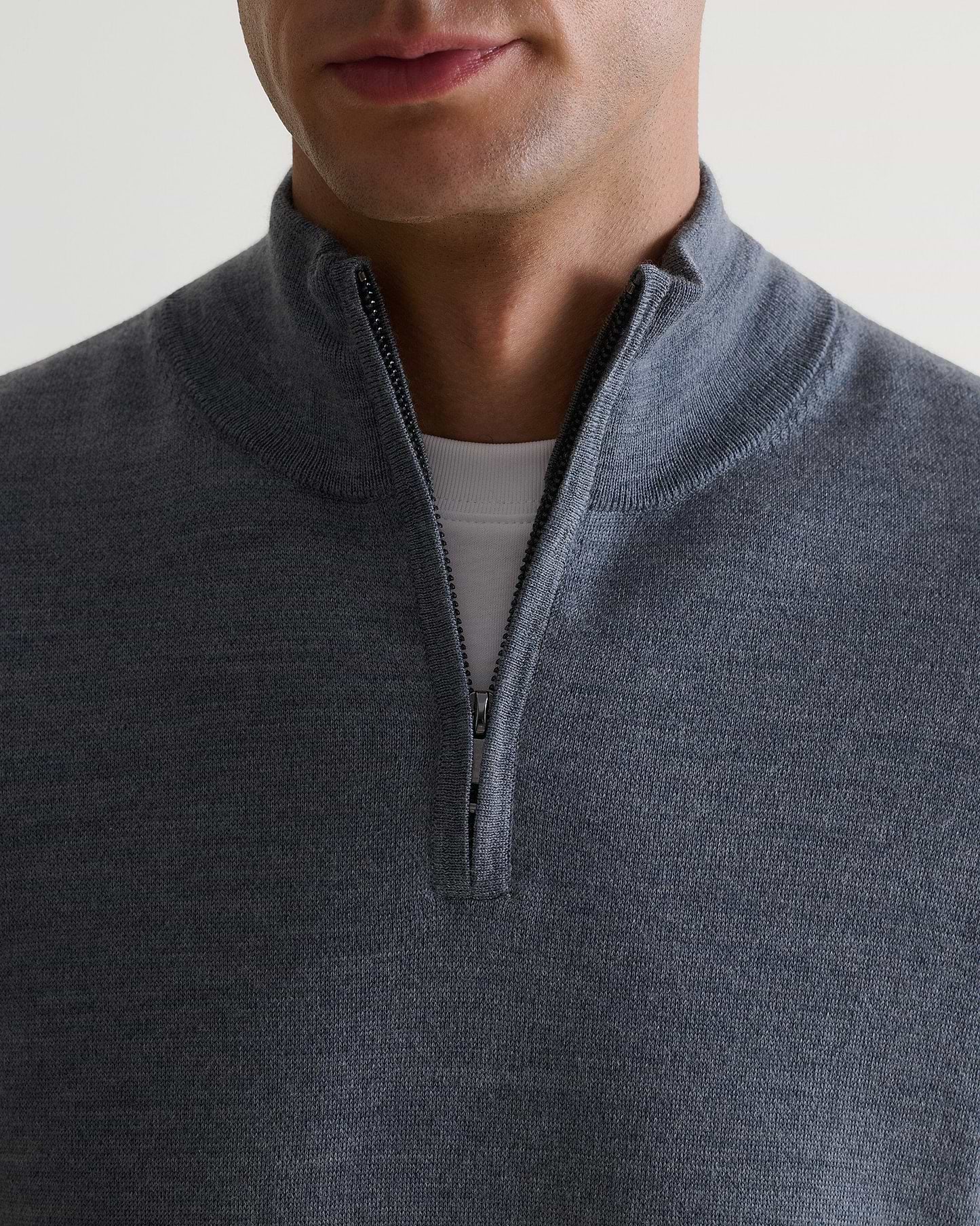 Men's Fine Merino 1/4 Zip Jumper - Grey