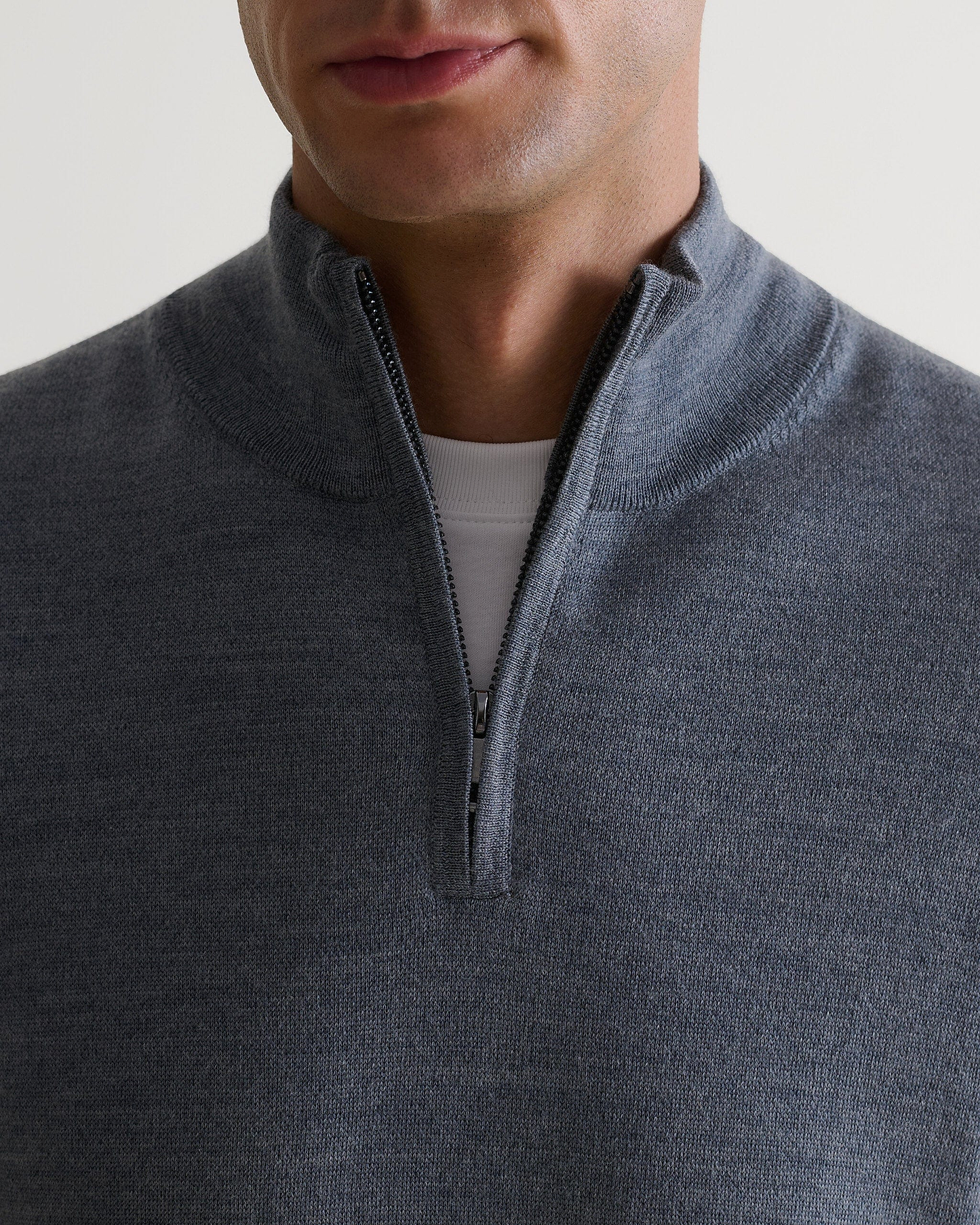 Men's Fine Merino 1/4 Zip Jumper - Grey