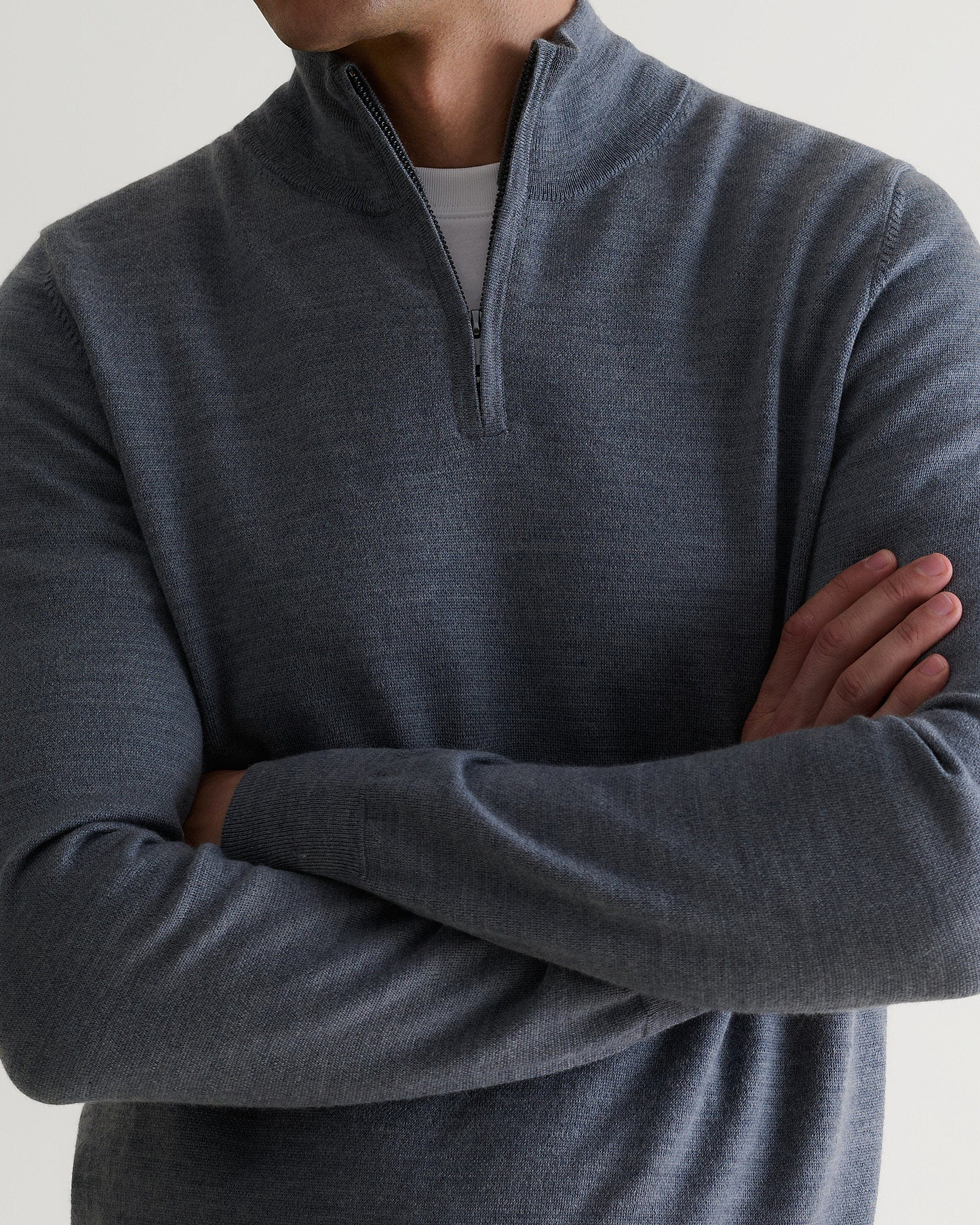 Men's Fine Merino 1/4 Zip Jumper - Grey