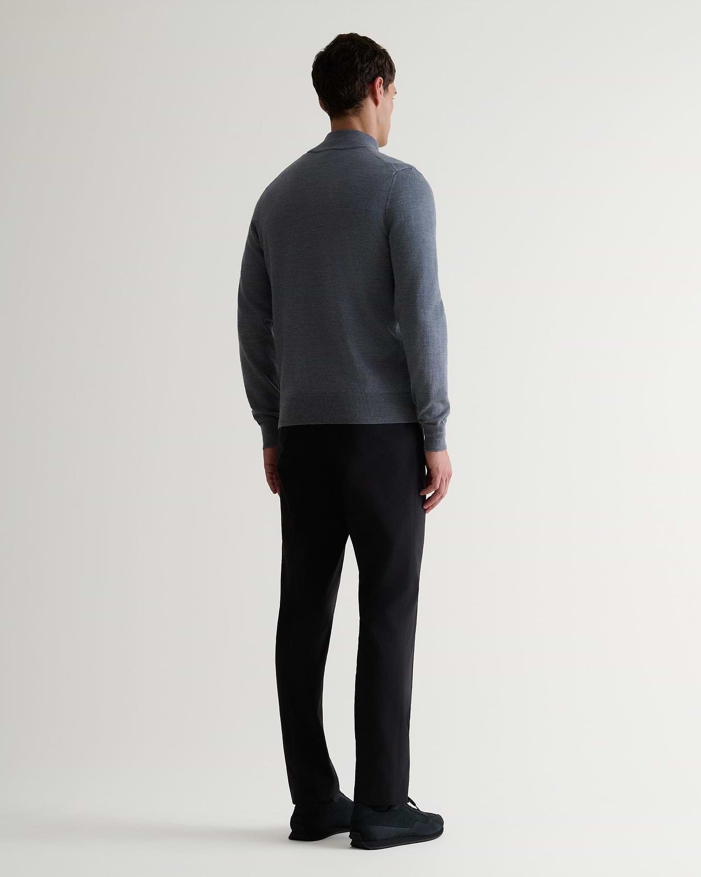 Men's Fine Merino 1/4 Zip Jumper - Grey