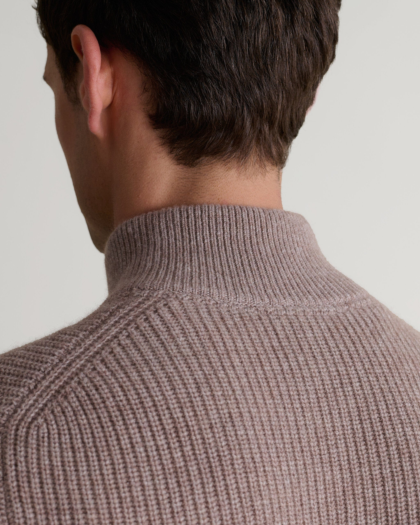 Men's Cashmere Merino Fishermans Rib 1/4 Zip Jumper - Toast