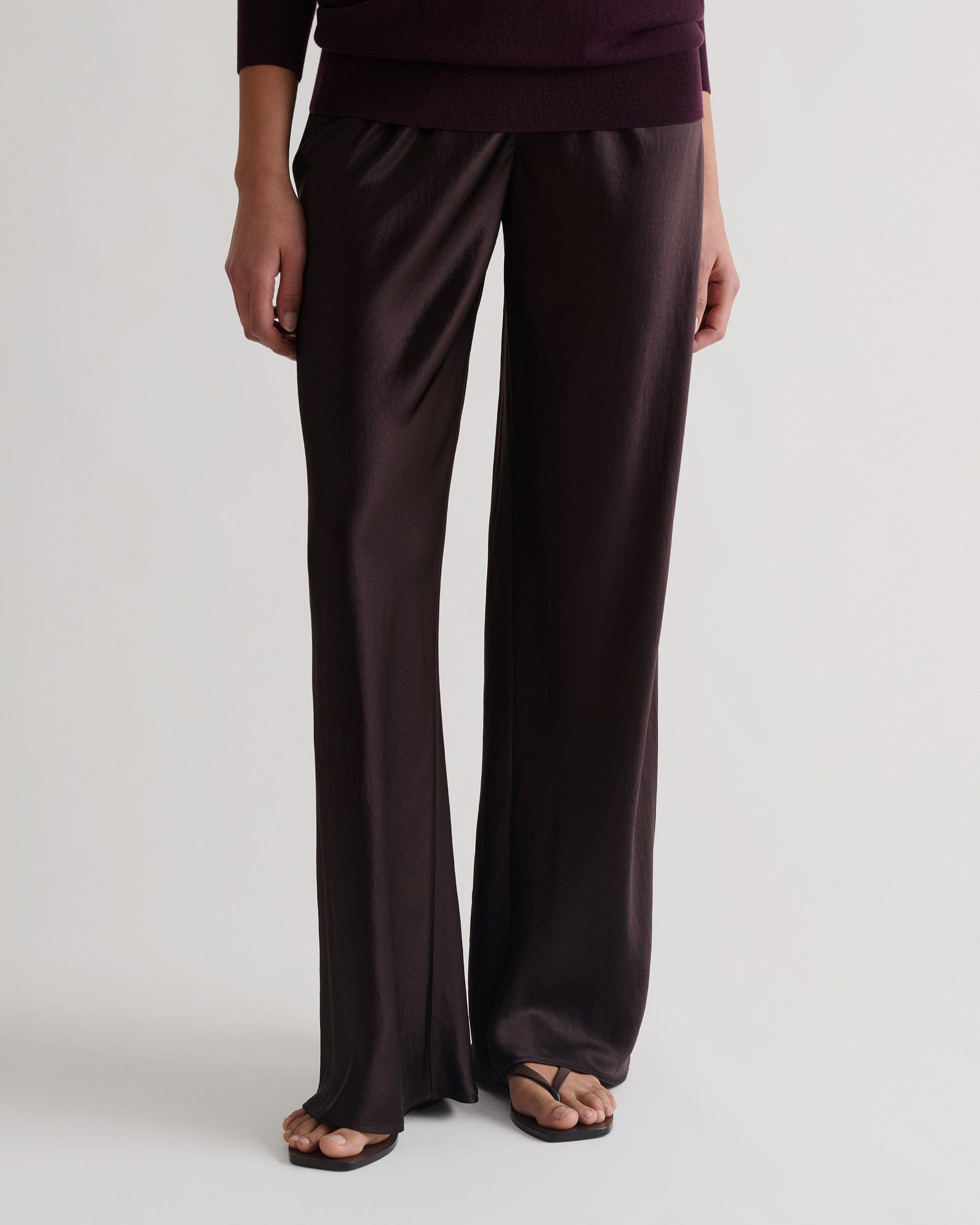 Women's NAIA™ Liquid Satin Bias Trouser - Chocolate