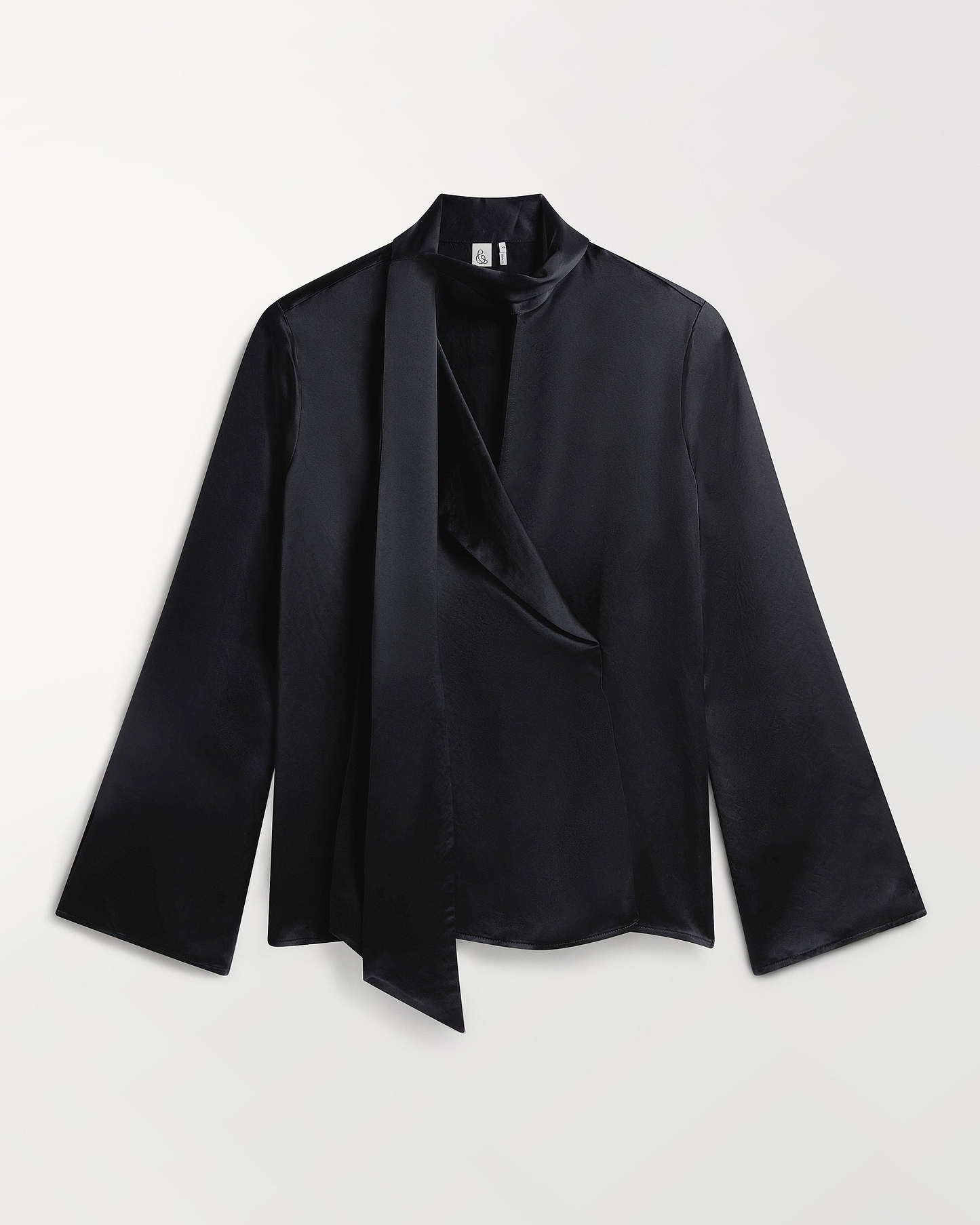 Women's NAIA™ Liquid Satin Scarf Blouse - Black