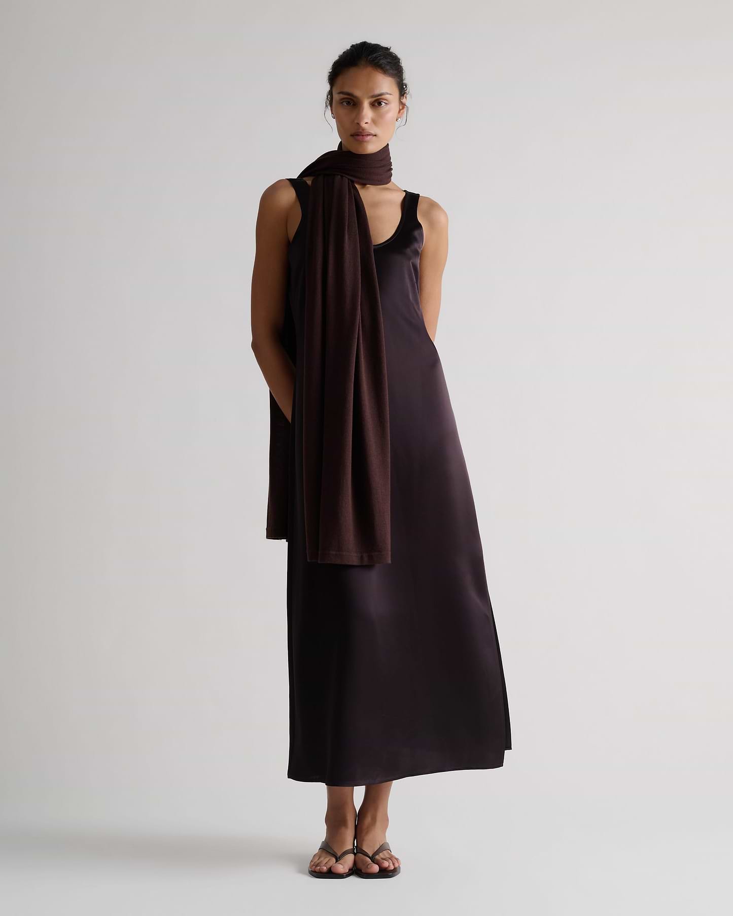 Women's NAIA™ Liquid Satin Sleeveless Dress - Chocolate