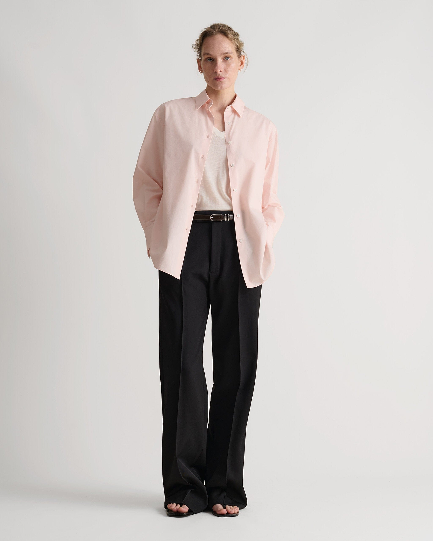 Organic Cotton Oversized Poplin Shirt - Pink