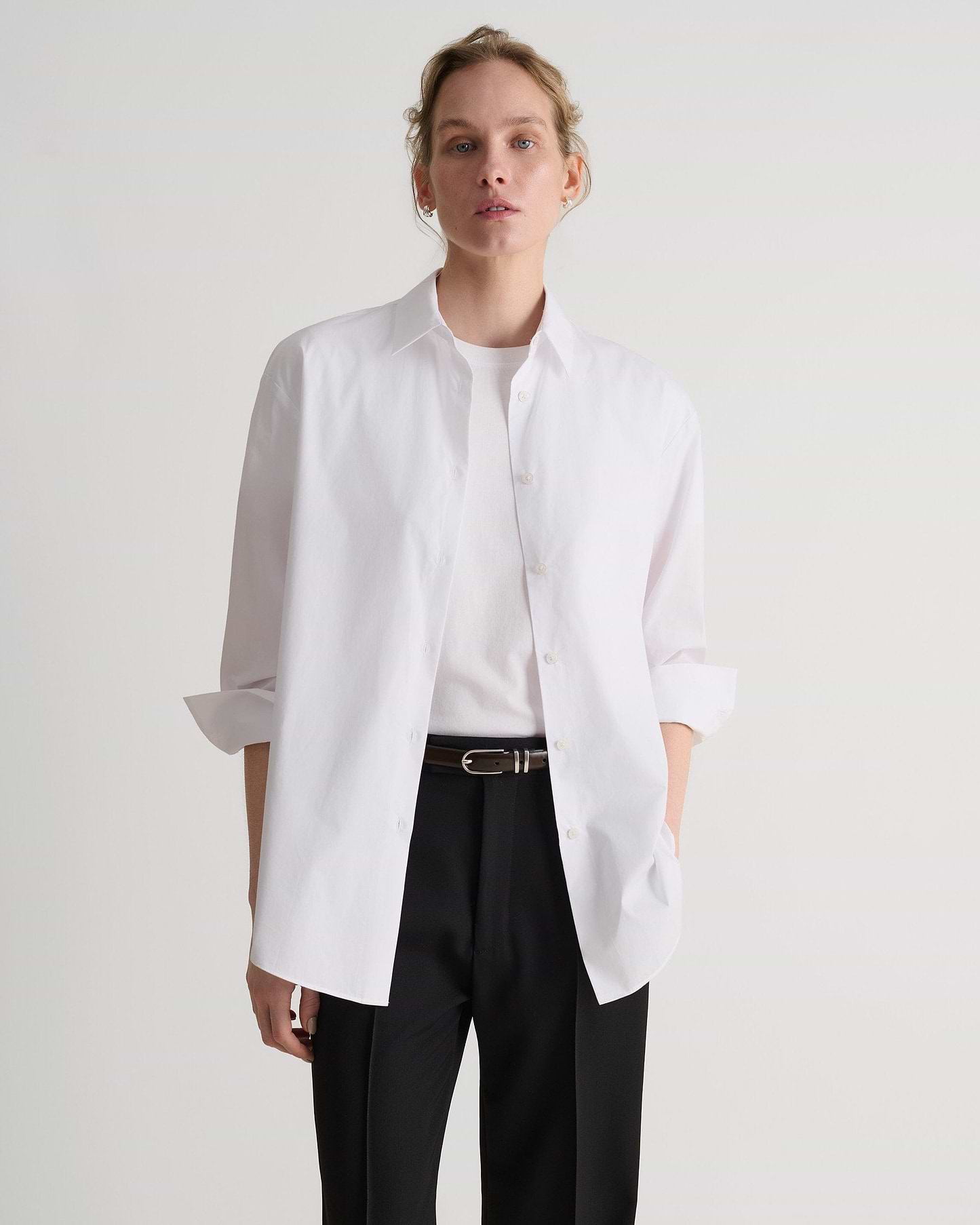 Organic Cotton Oversized Poplin Shirt - White