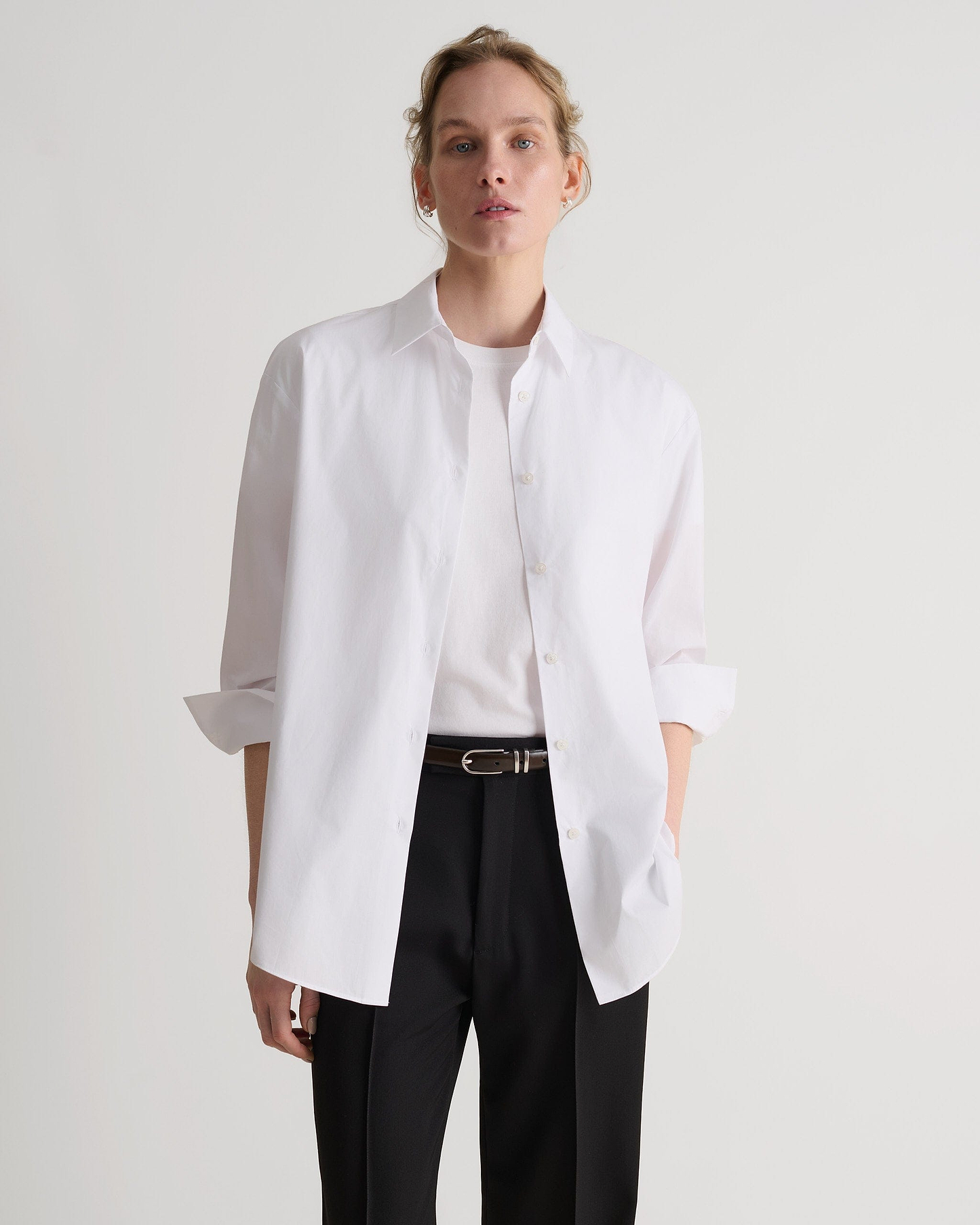 Organic Cotton Oversized Poplin Shirt - White