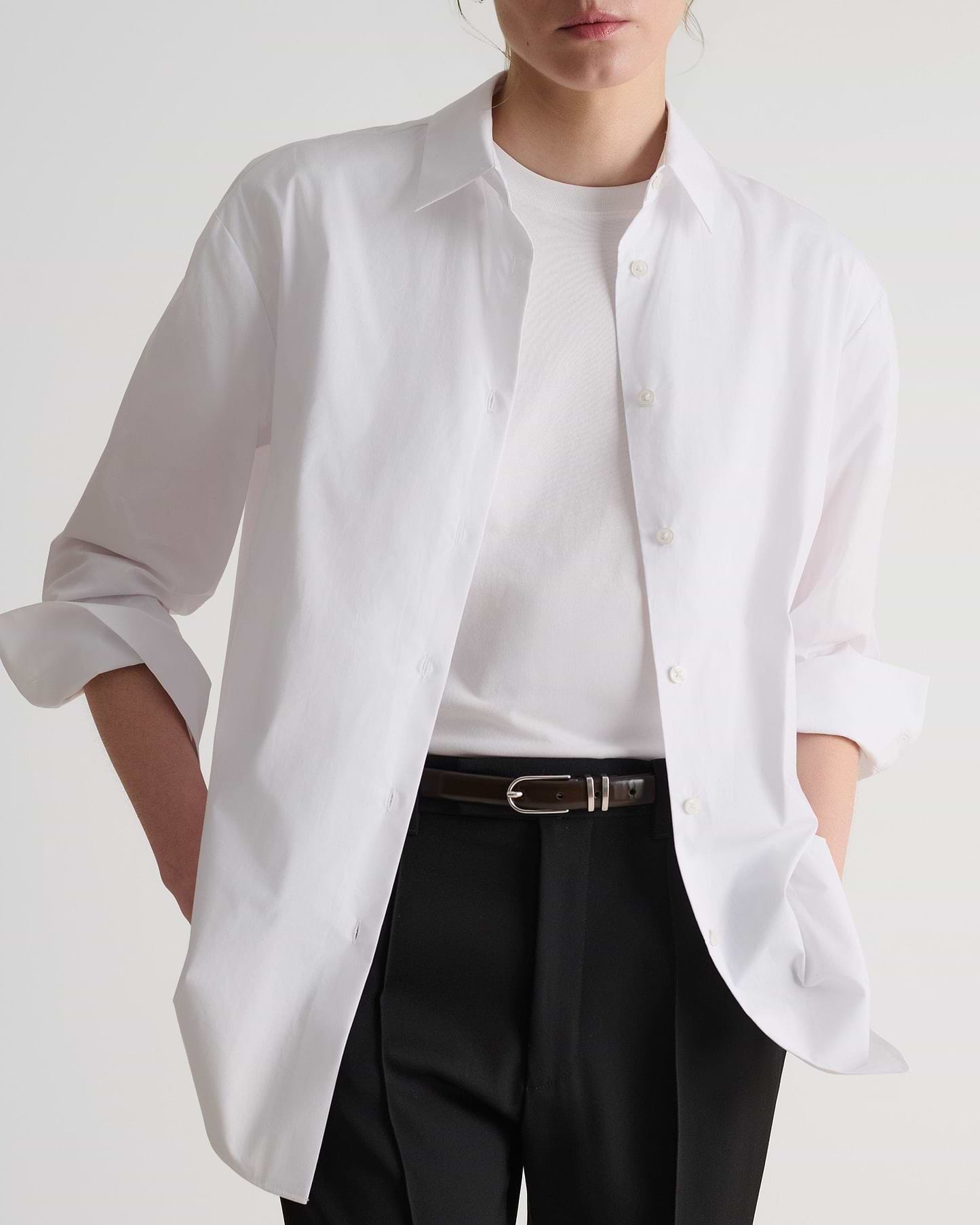 Organic Cotton Oversized Poplin Shirt - White