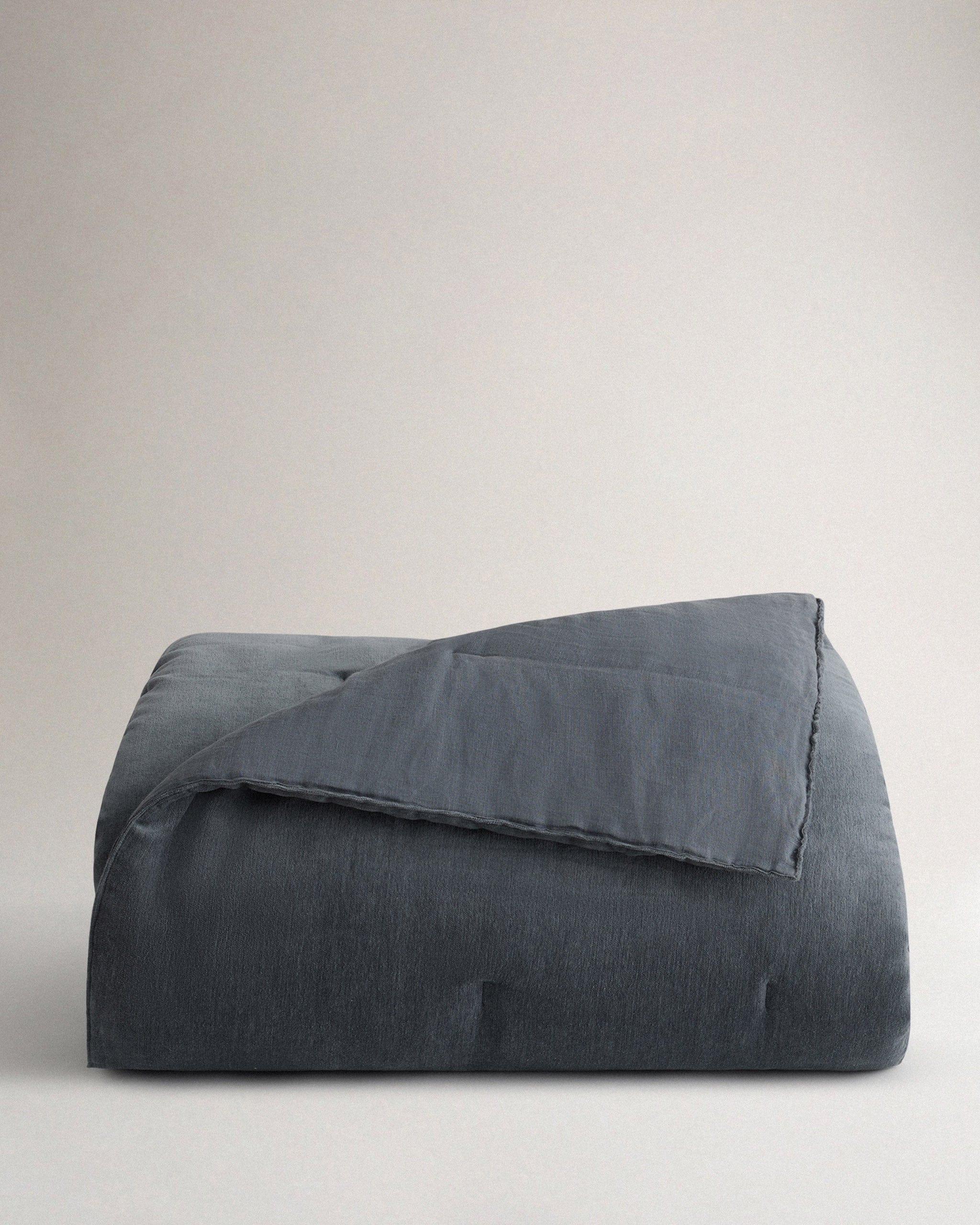 Cotton Velvet Quilt - Mineral Blue