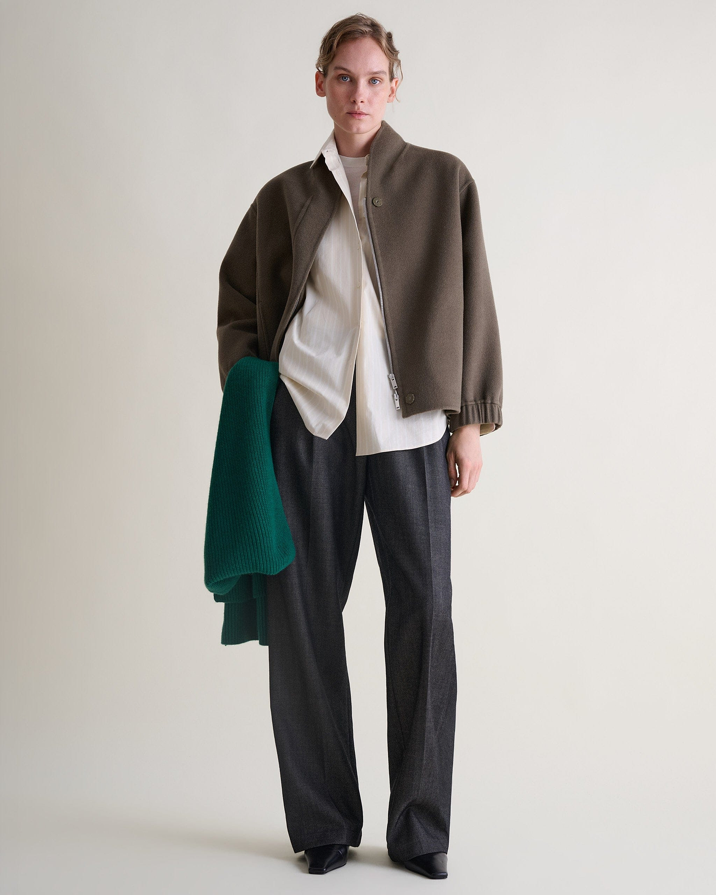 Organic Cotton Oversized Poplin Shirt - Putty Stripe