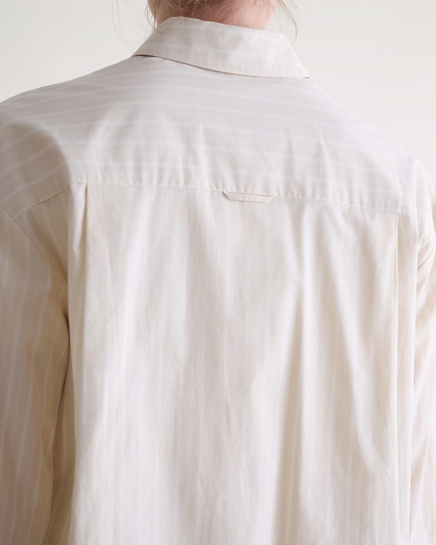 Organic Cotton Oversized Poplin Shirt - Putty Stripe