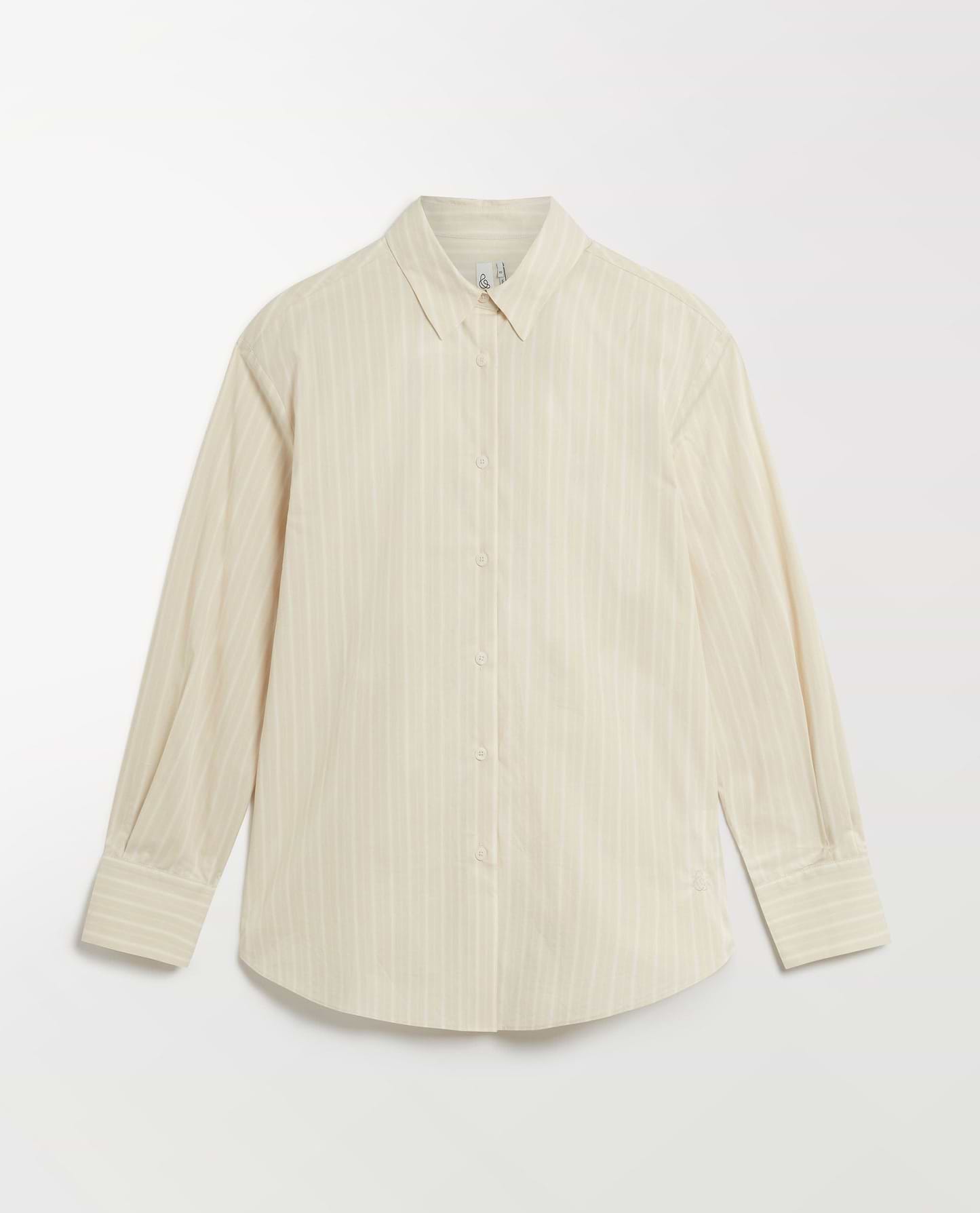 Organic Cotton Oversized Poplin Shirt - Putty Stripe