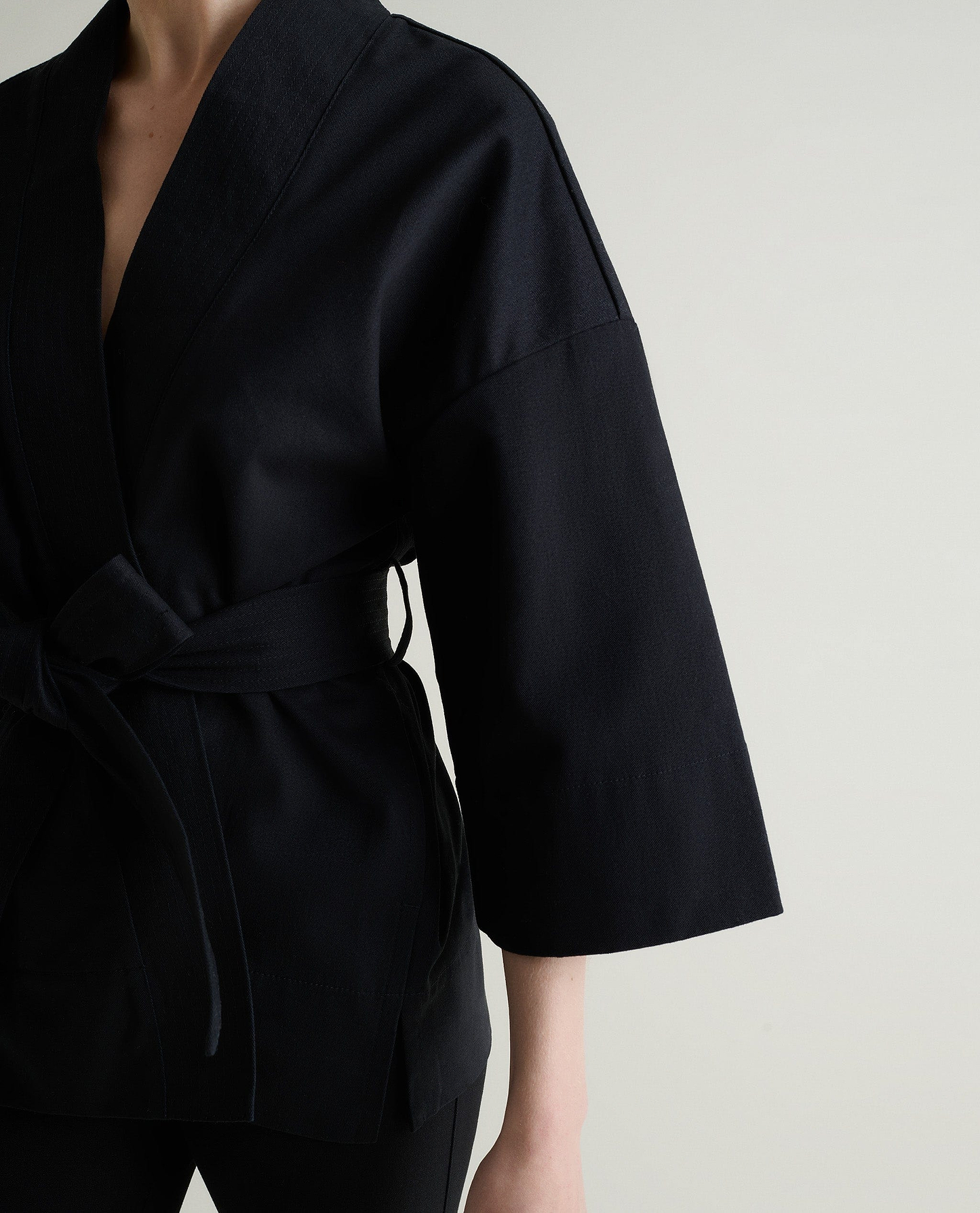 Women's Organic Denim Belted Jacket - Black