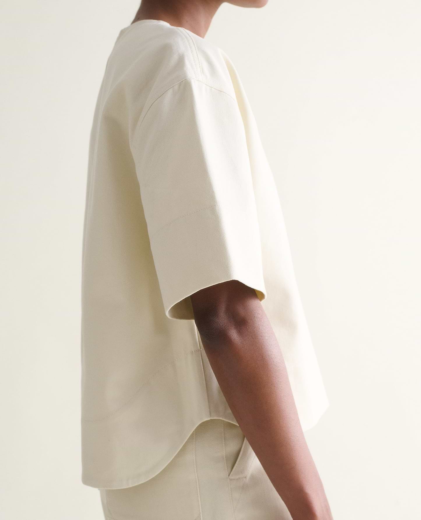 Women's Organic Denim Boxy T-shirt - Parchment