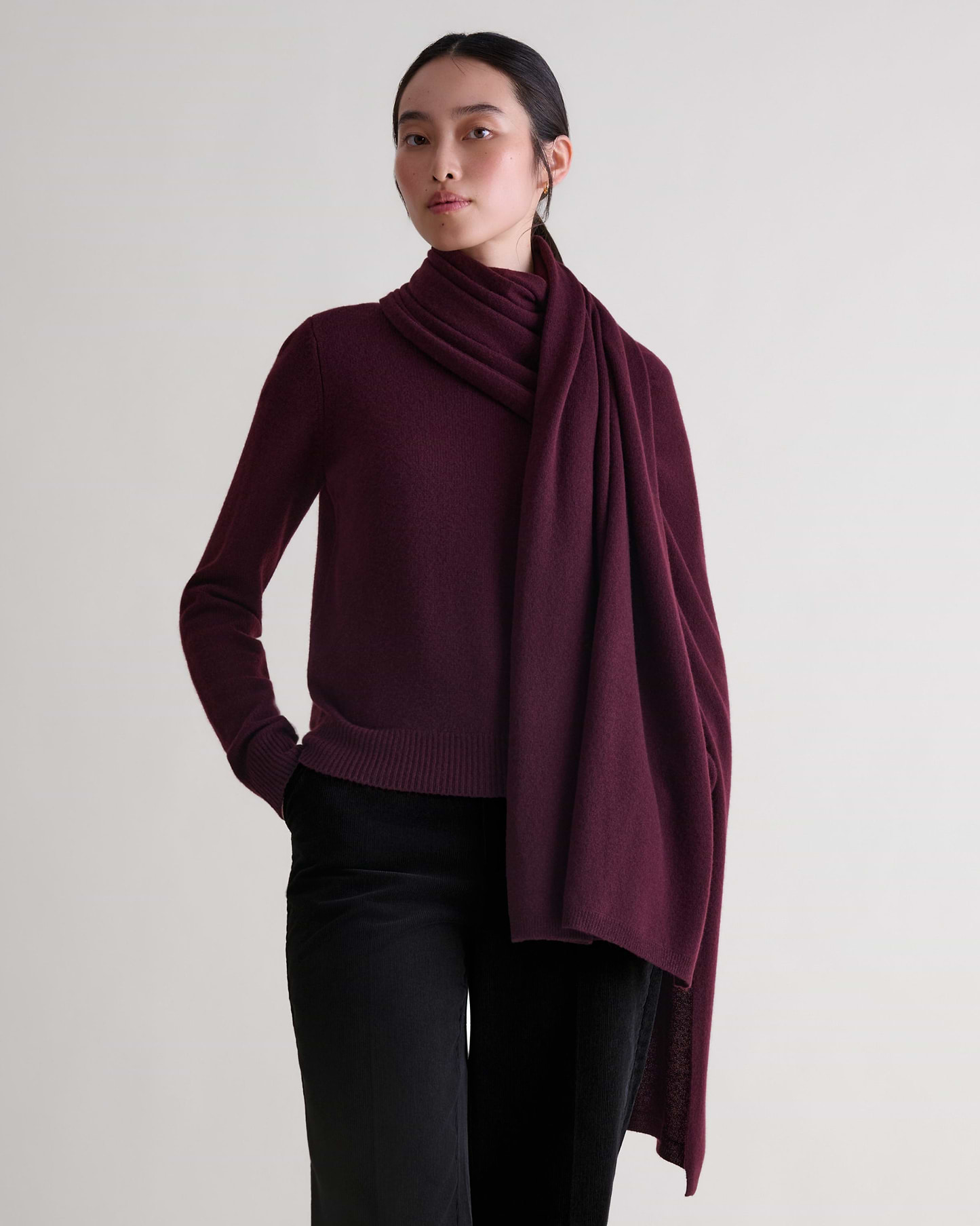 Oversized Finest Cashmere Wrap - Oxblood