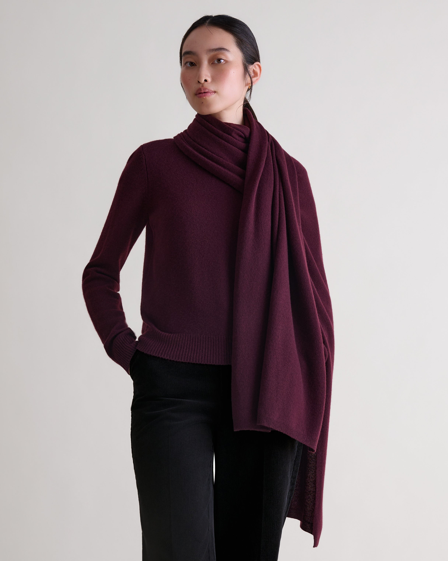 Oversized Finest Cashmere Wrap - Oxblood