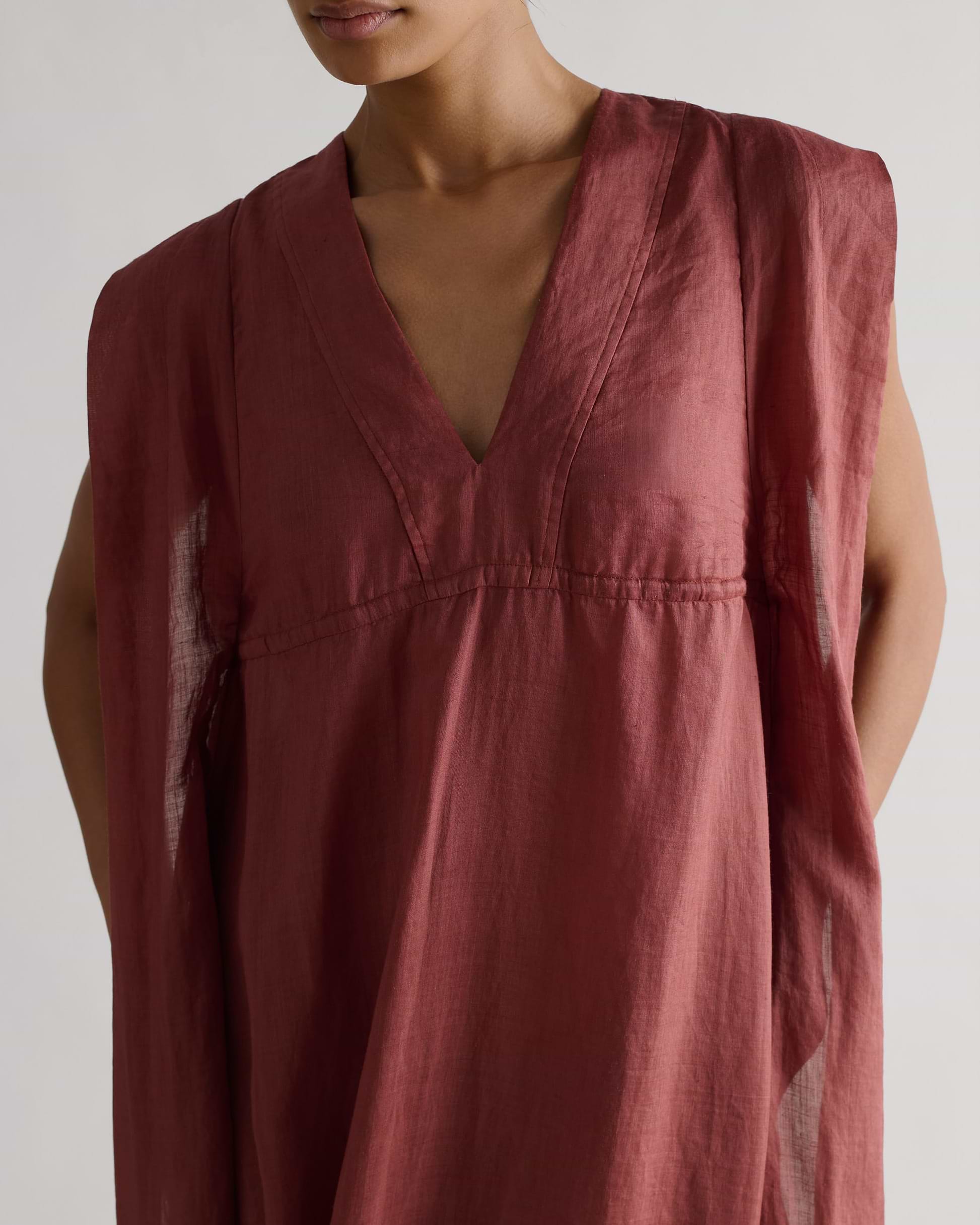 Women's Ramie Gauze Aegean Dress - Deep Clay