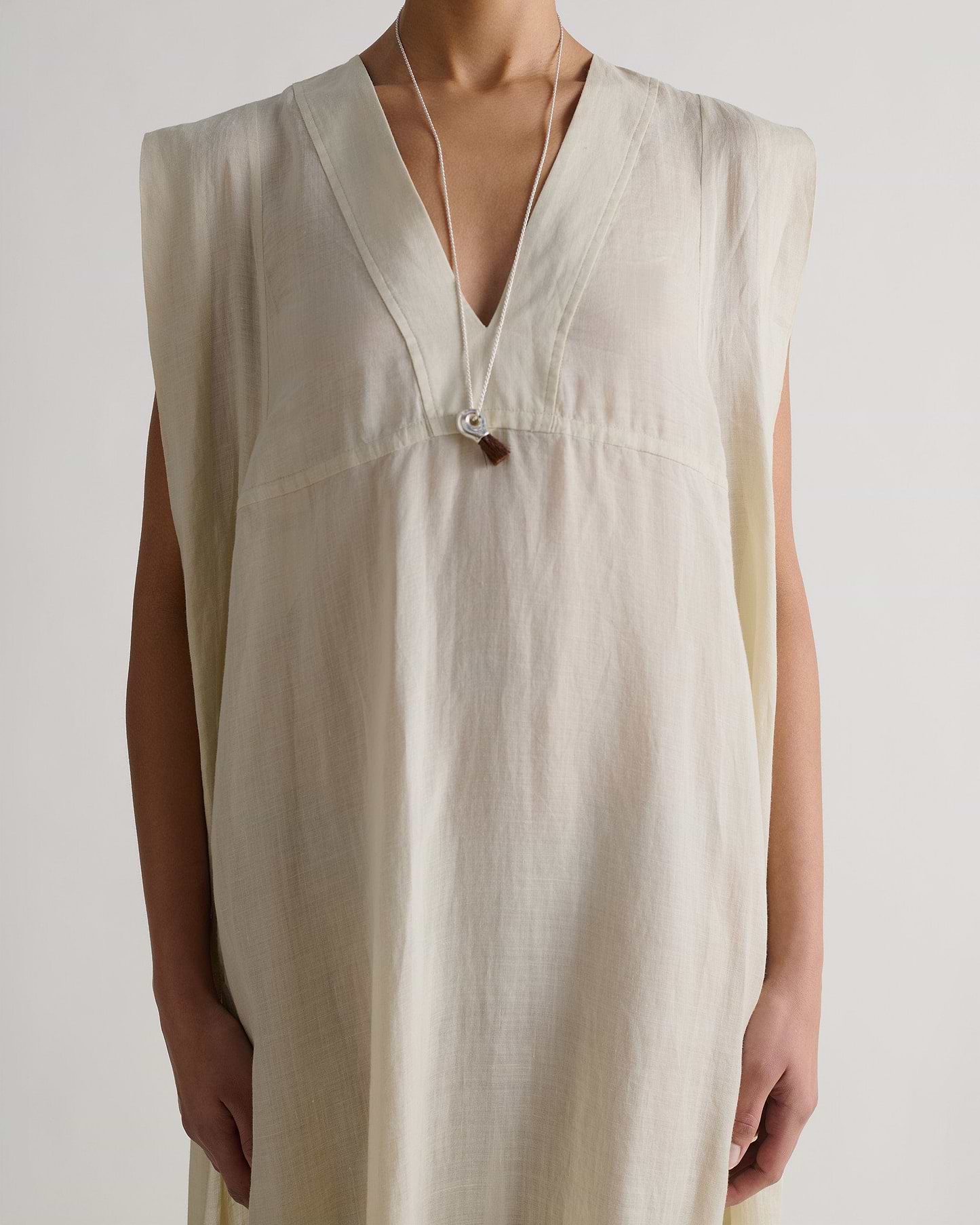 Women's Ramie Gauze Aegean Dress - Shell