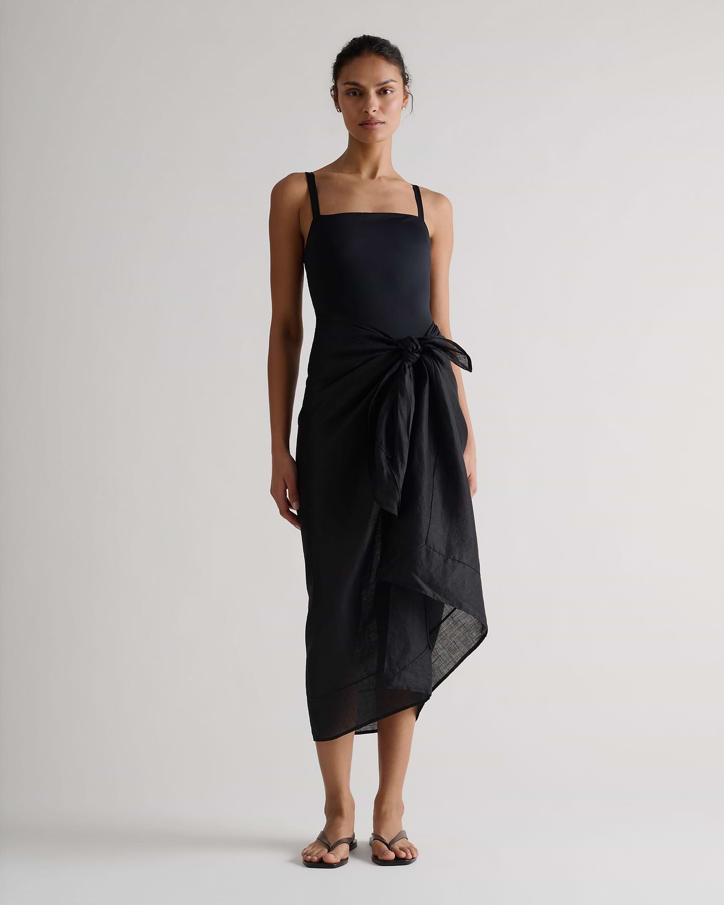 Women's Ramie Pareo Wrap - Black