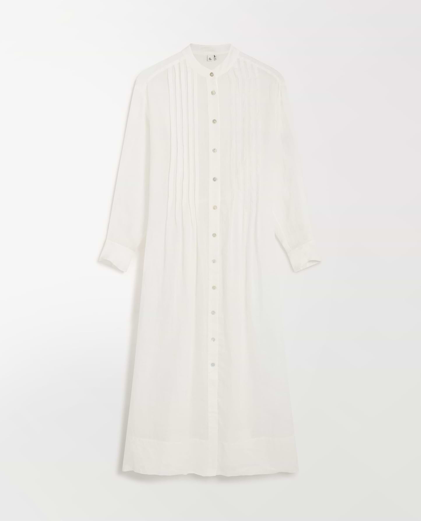 Women's Ramie Pintuck Pleat Shirt Dress - White