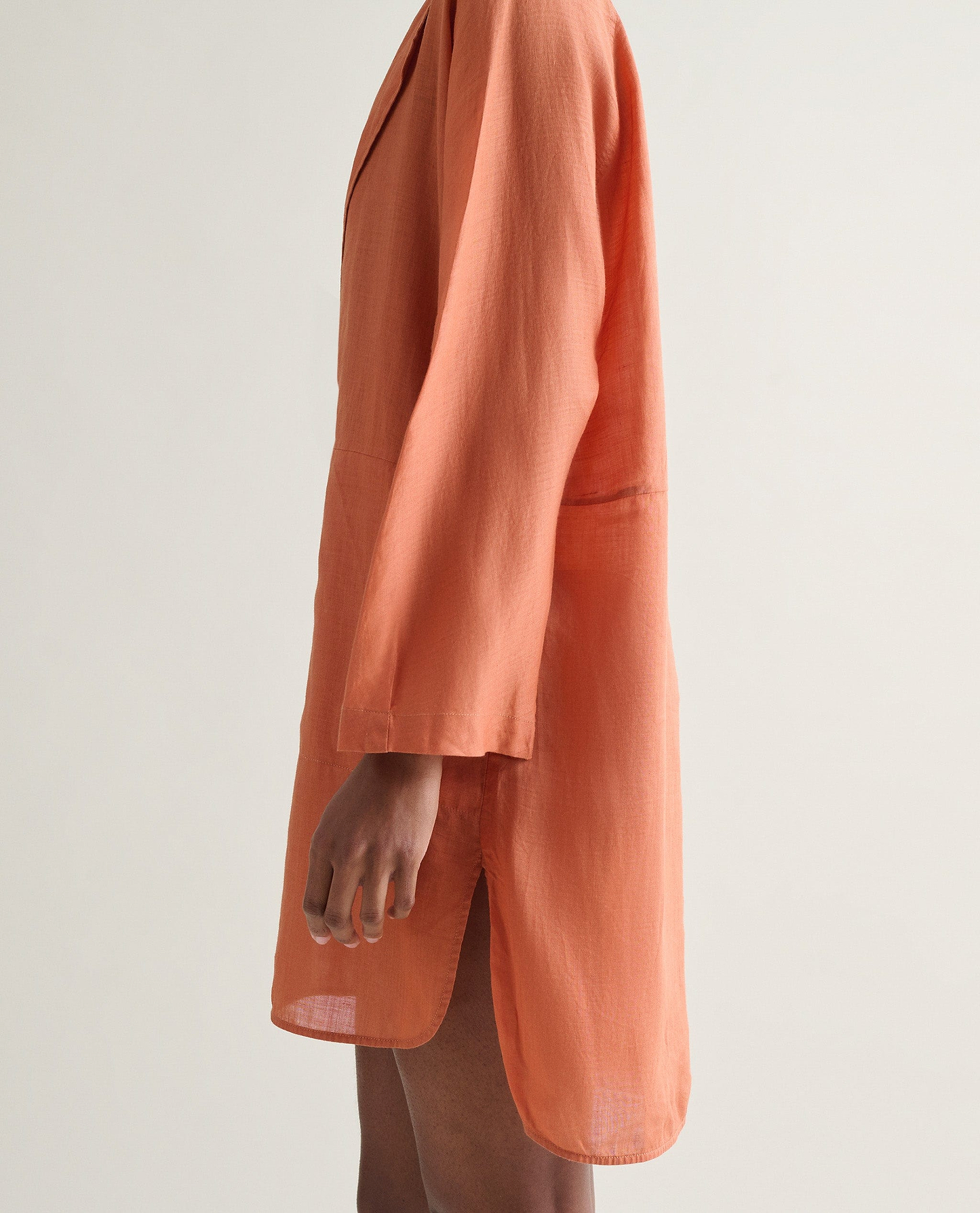 Women's Ramie Gauze Tunic Dress - Rust