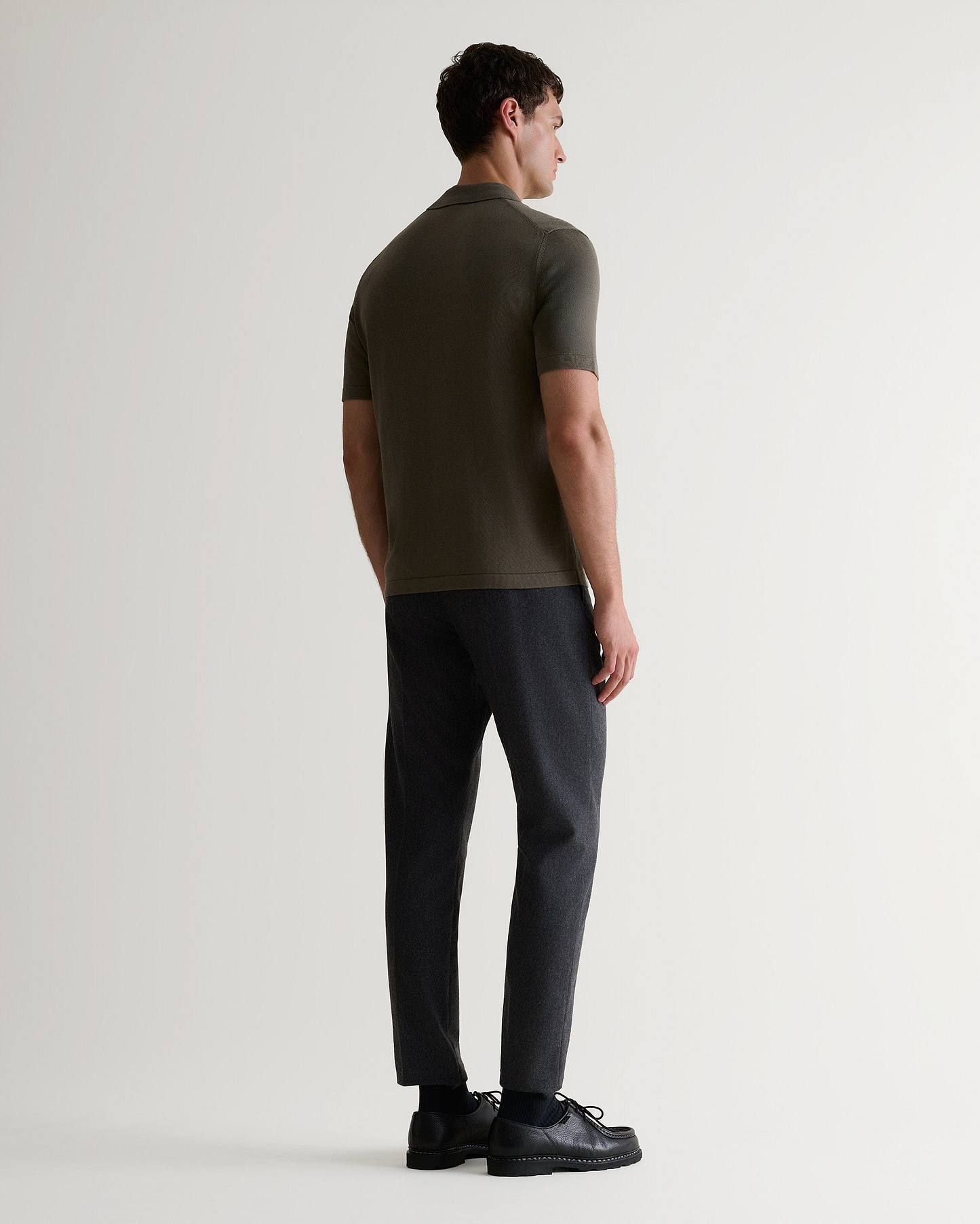 Men's Silk-Cotton Fine Knit Polo - Herb