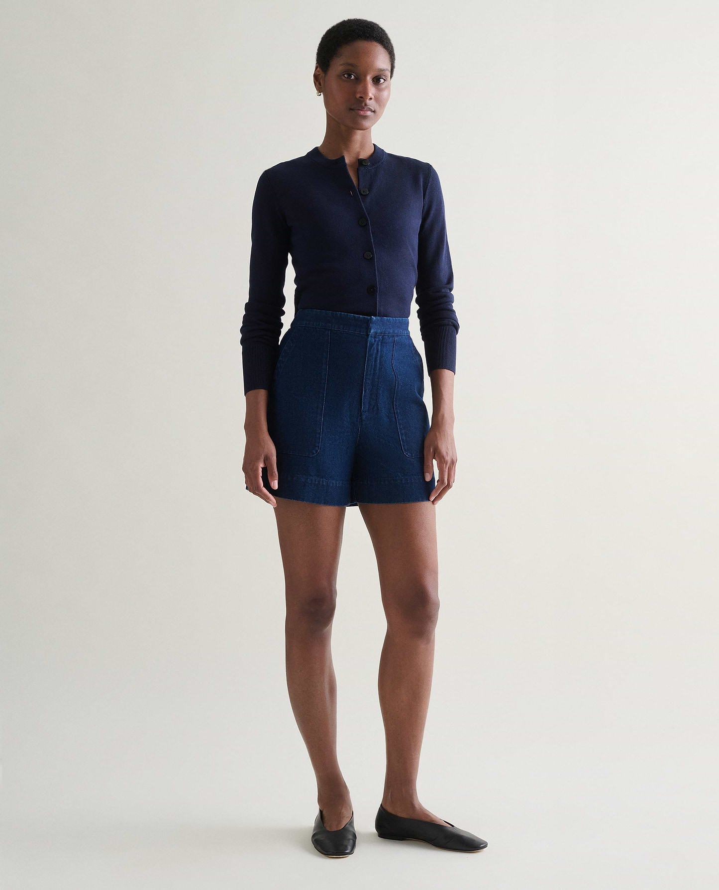 Silk-Cotton Cardigan - Navy
