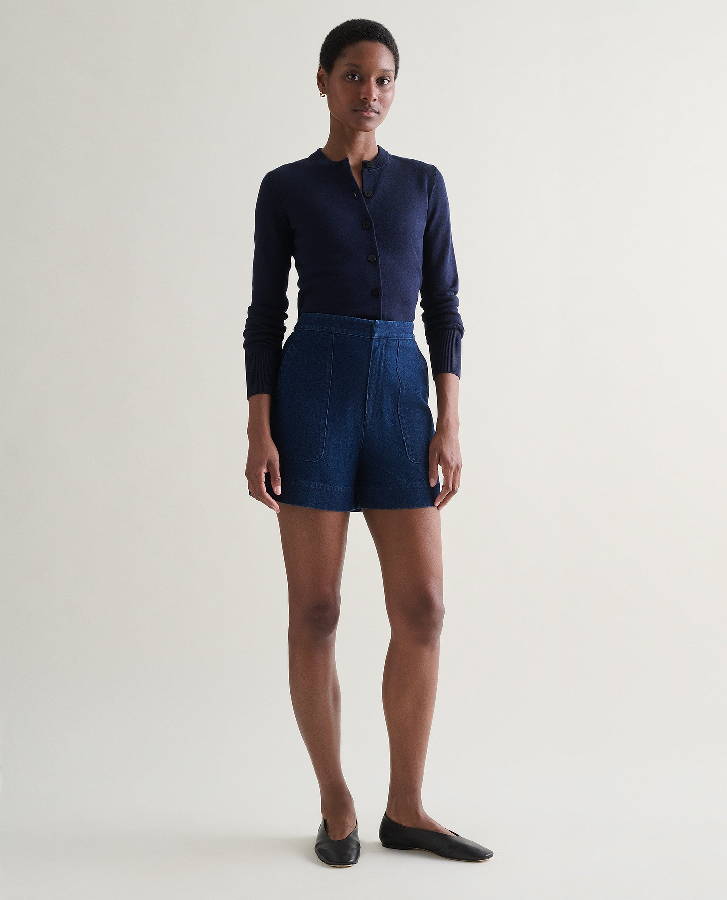 Silk-Cotton Cardigan - Navy