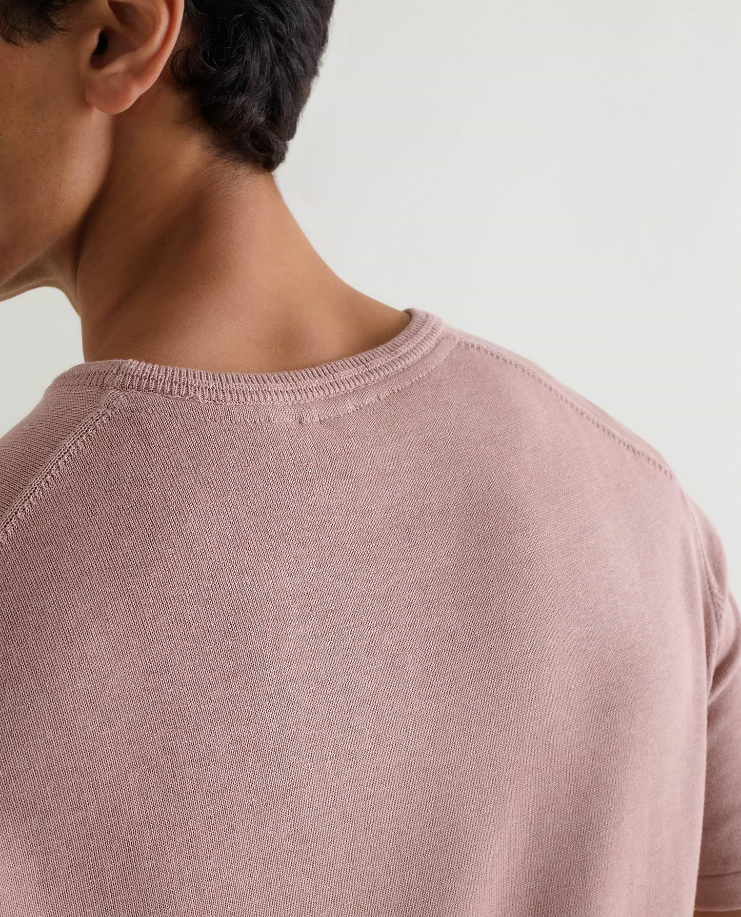 Men's Silk-Cotton Fine Knit T-shirt - Clay