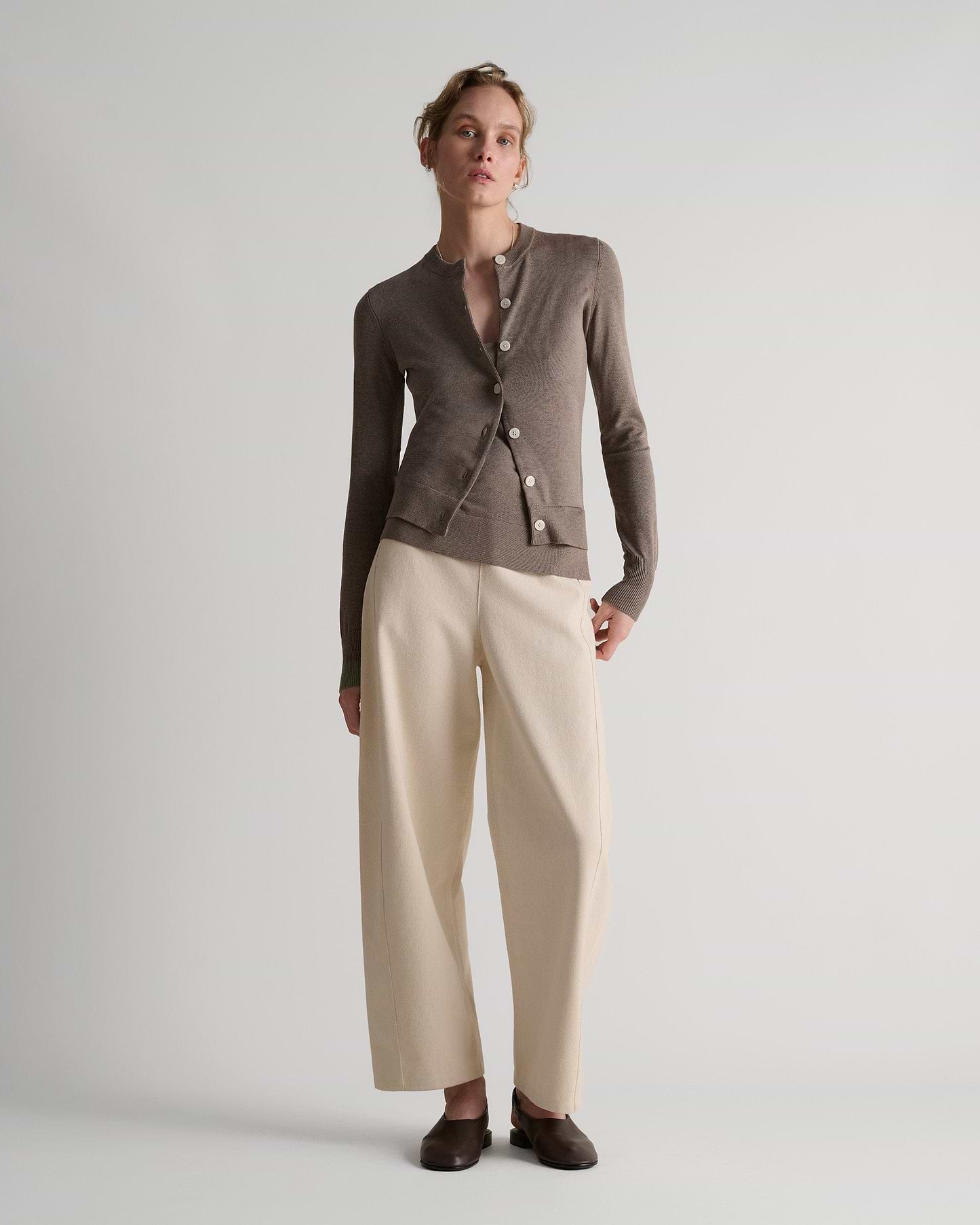 Silk-Cotton Cardigan - Mole