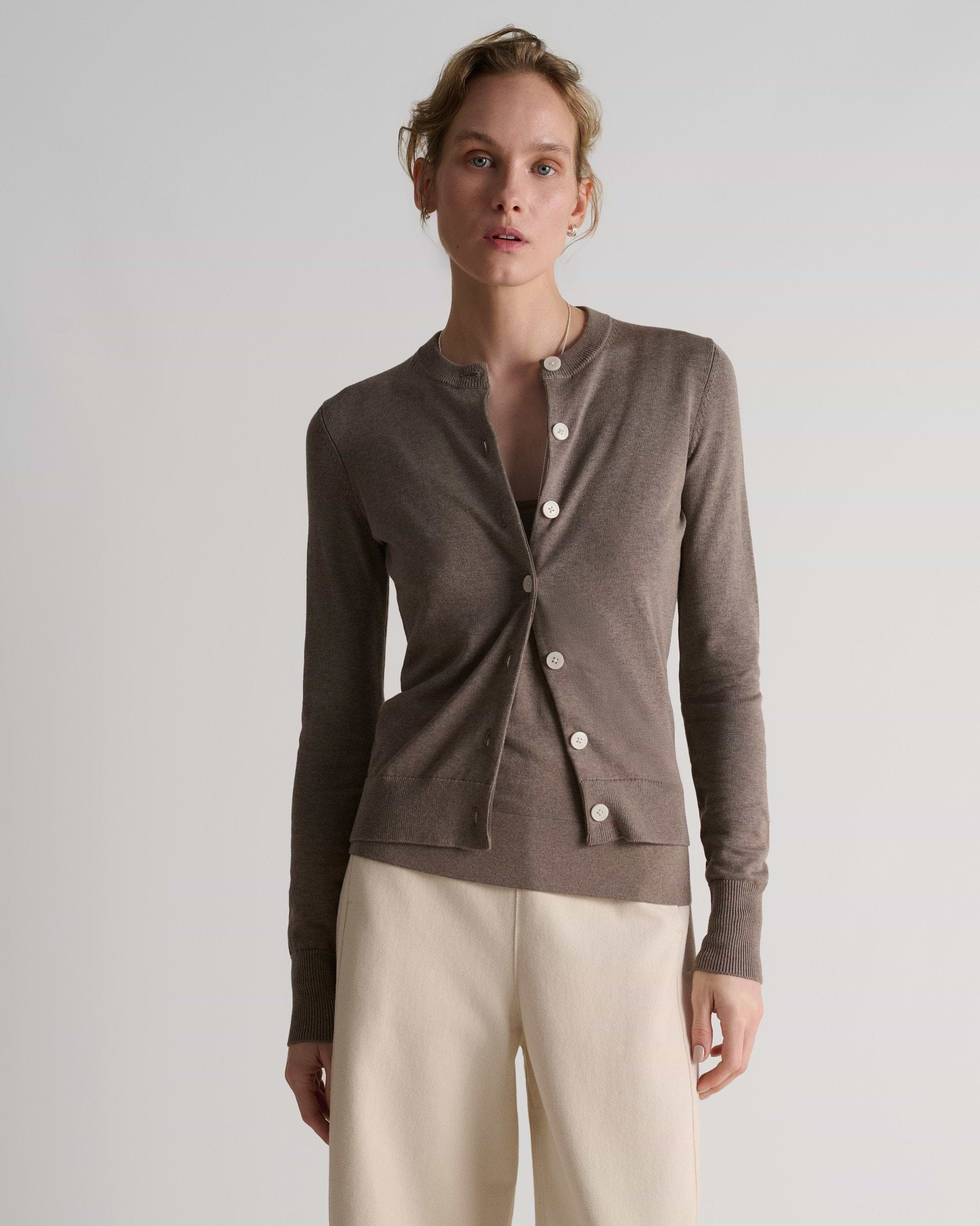 Silk-Cotton Cardigan - Mole