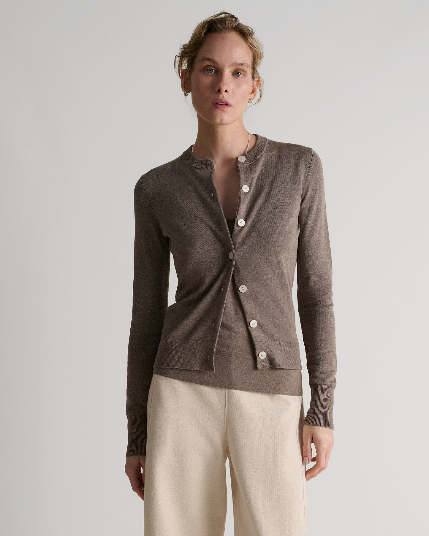 Silk-Cotton Cardigan - Mole