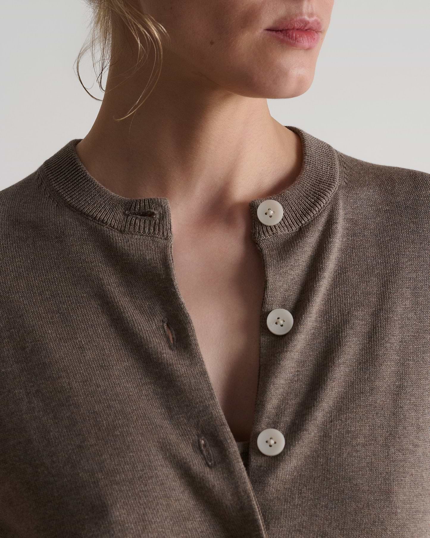 Silk-Cotton Cardigan - Mole