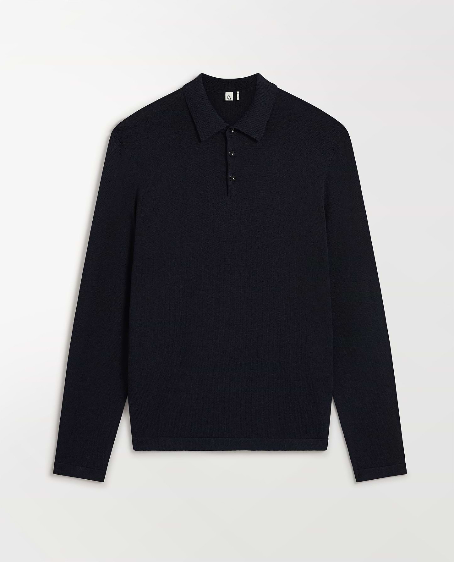 Men's Silk-Cotton Fine Knit Long Sleeve Polo - Indigo