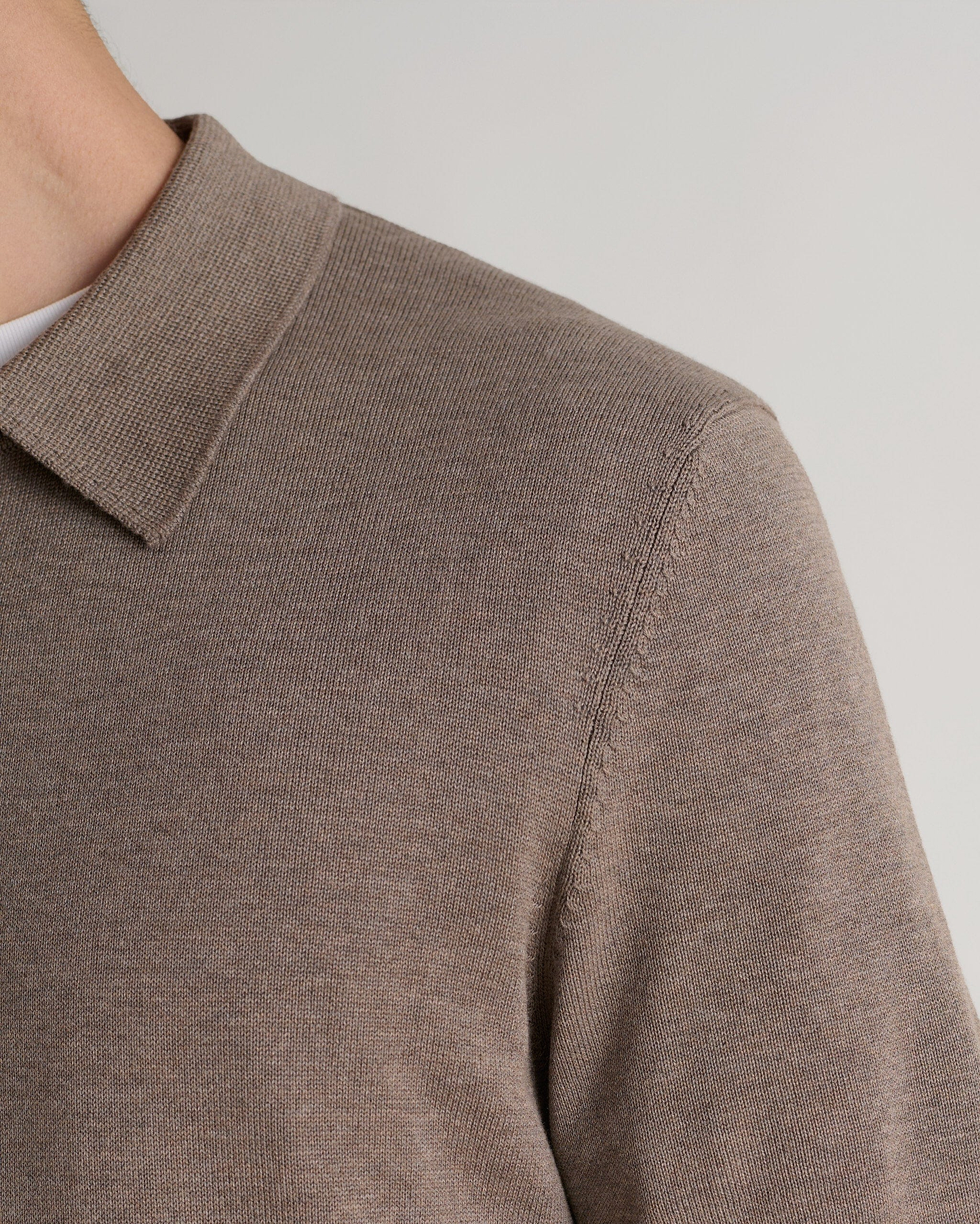 Men's Silk-Cotton Fine Knit Polo - Mole