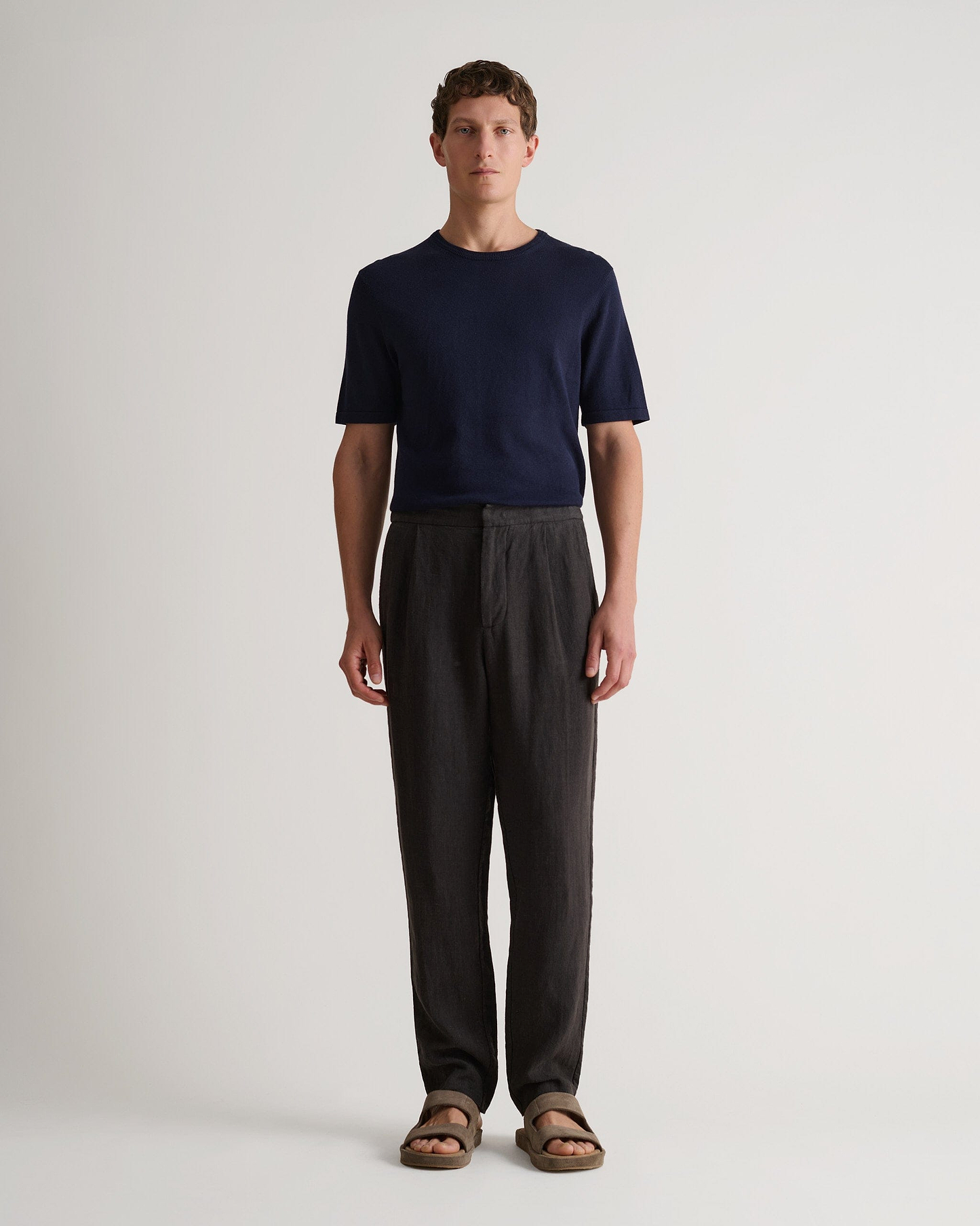 Men's Silk-Cotton Fine Knit T-shirt - Indigo