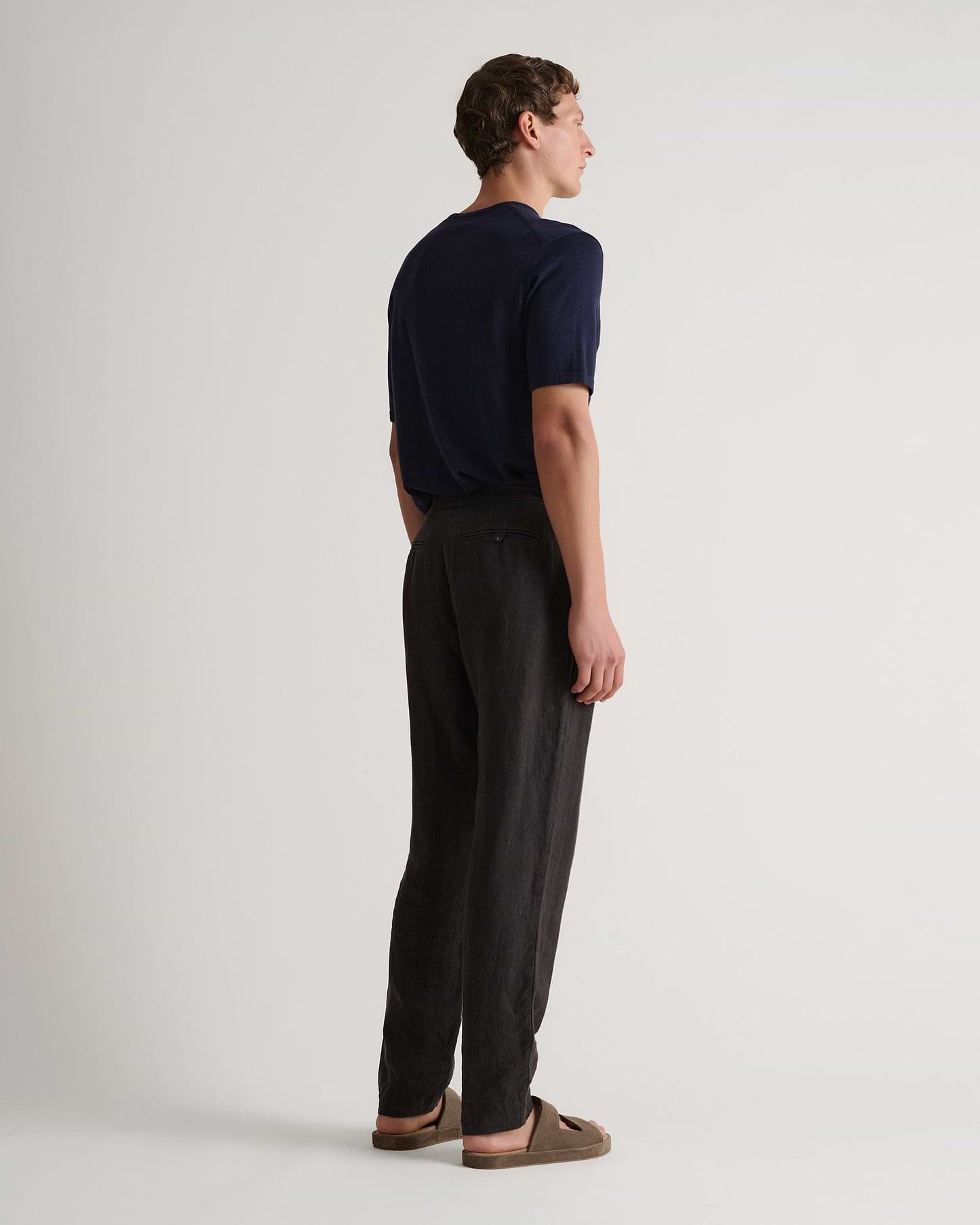 Men's Silk-Cotton Fine Knit T-shirt - Indigo